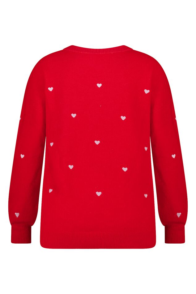 Fijn gebreide trui met geborduurde hartjes image number 2