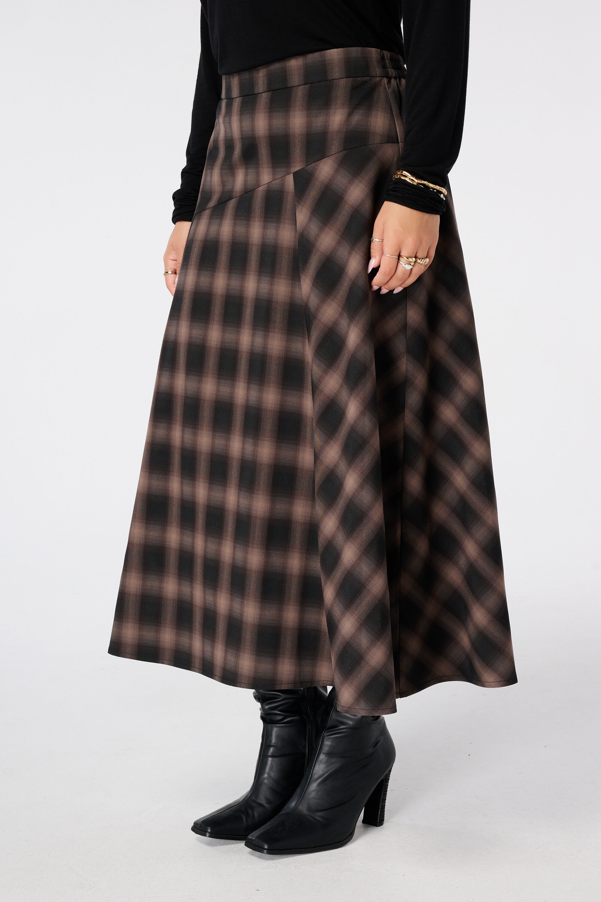 Geruite midi rok image number 5