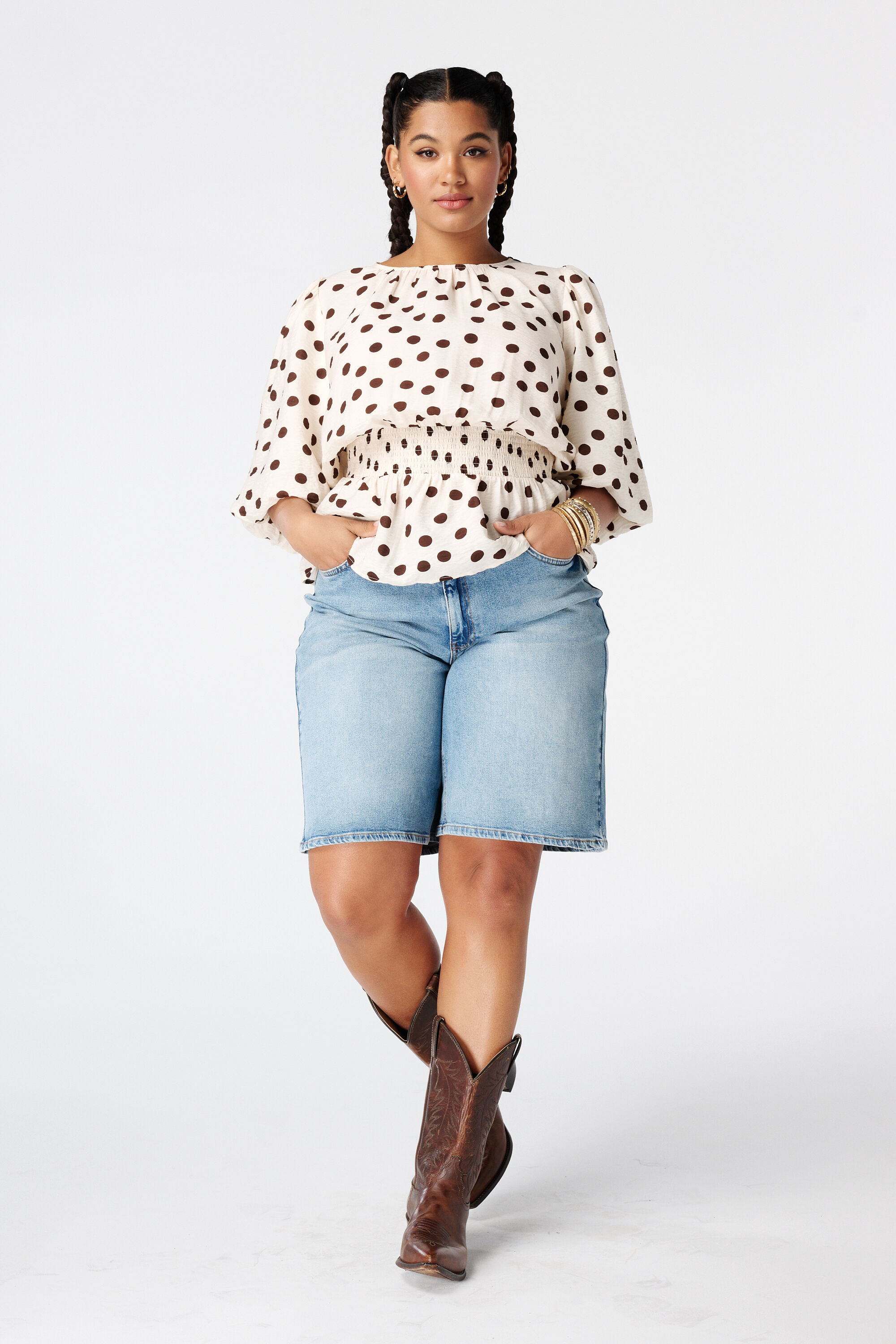 Getailleerde blouse met polka dot image number 5