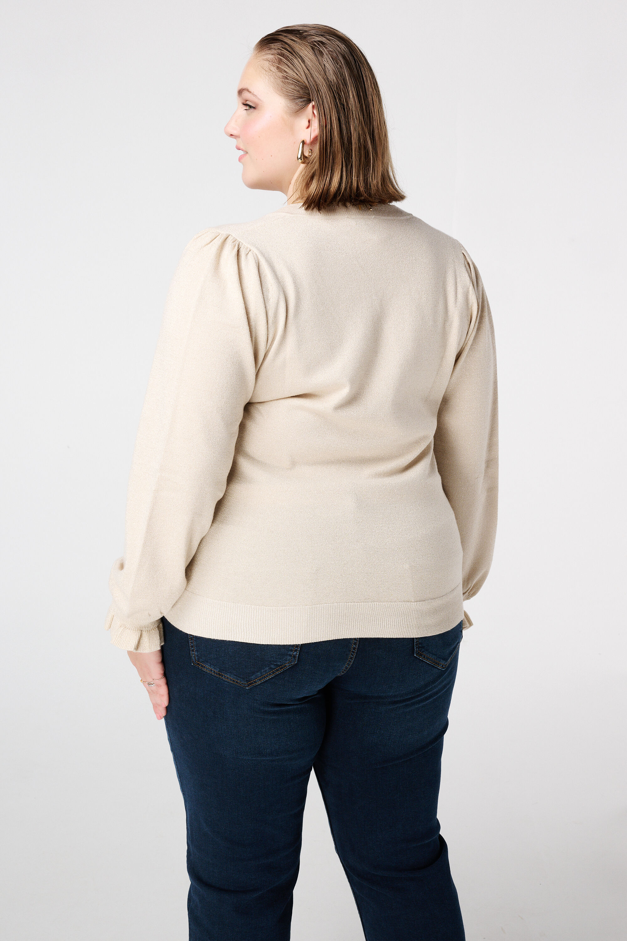 Lurex trui met ruffle mouw image number 3