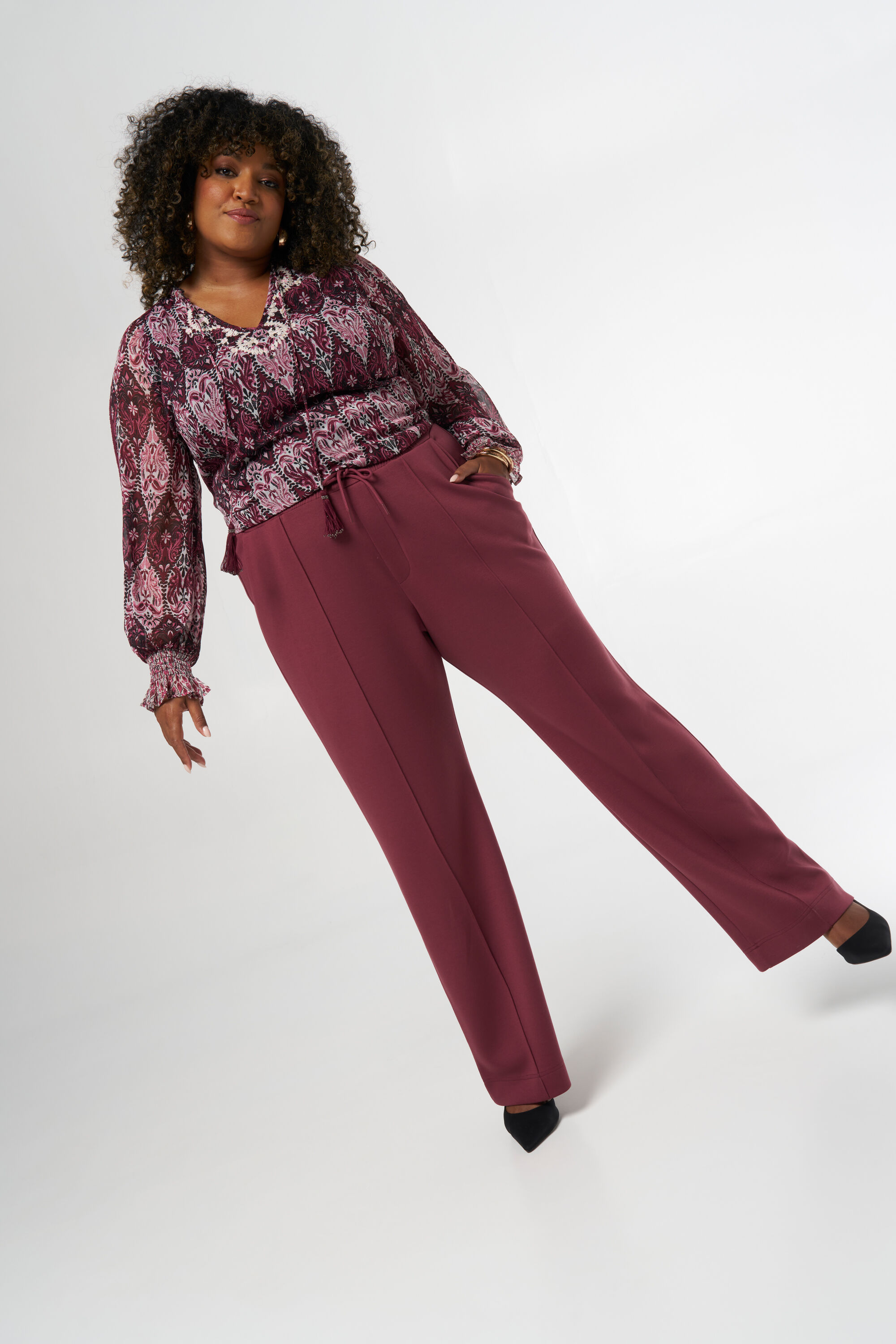 Dames Broek met siernaad Mauve MS Mode