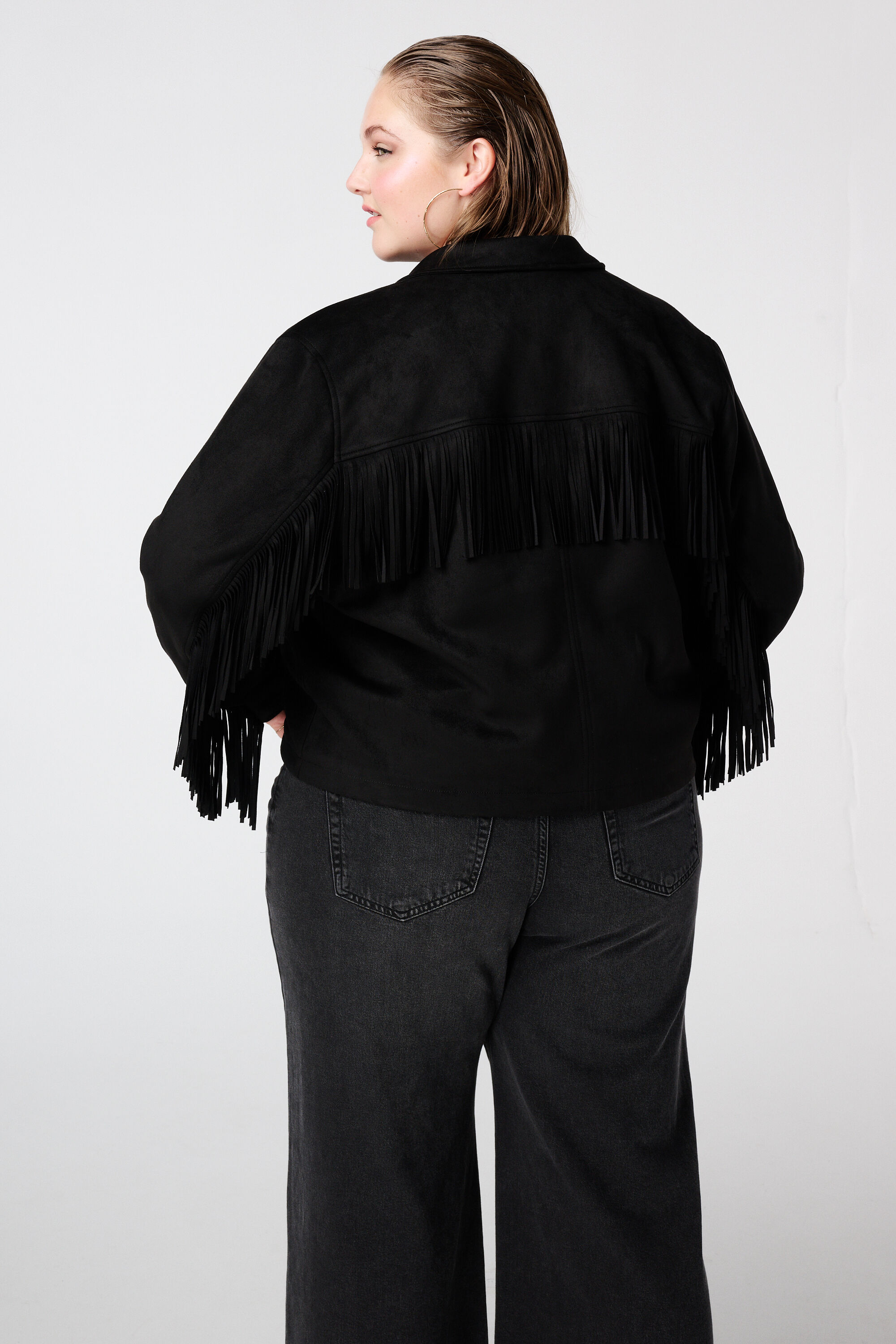 Su&egrave;dine jacket met franjes image number 3