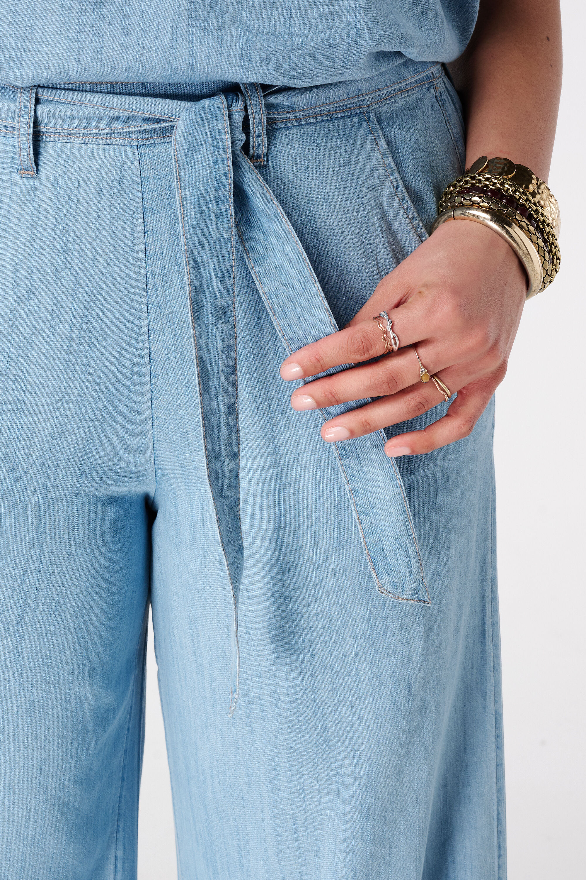 Wide leg denim broek image number 4