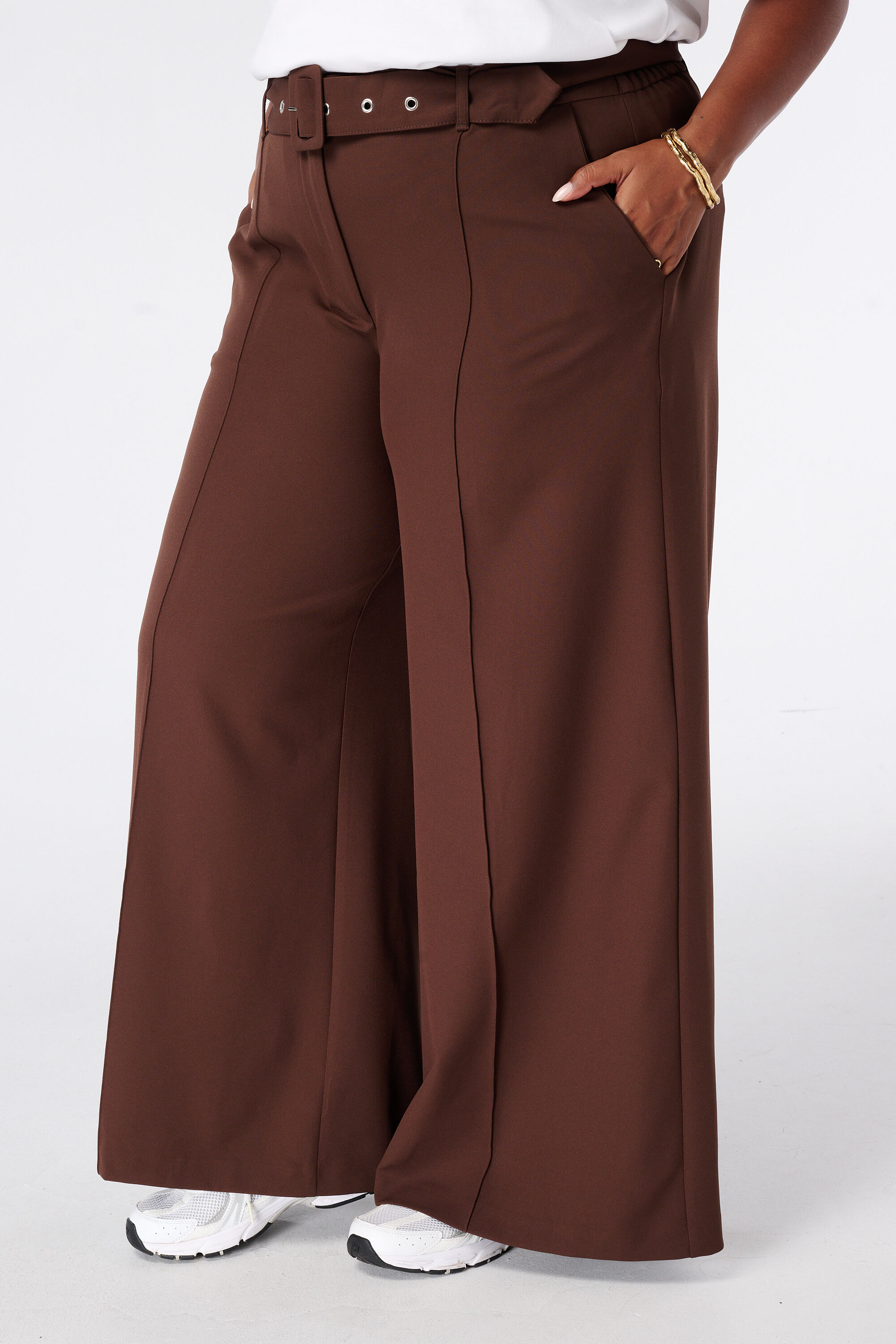 Wide leg broek met ceintuur image number 5