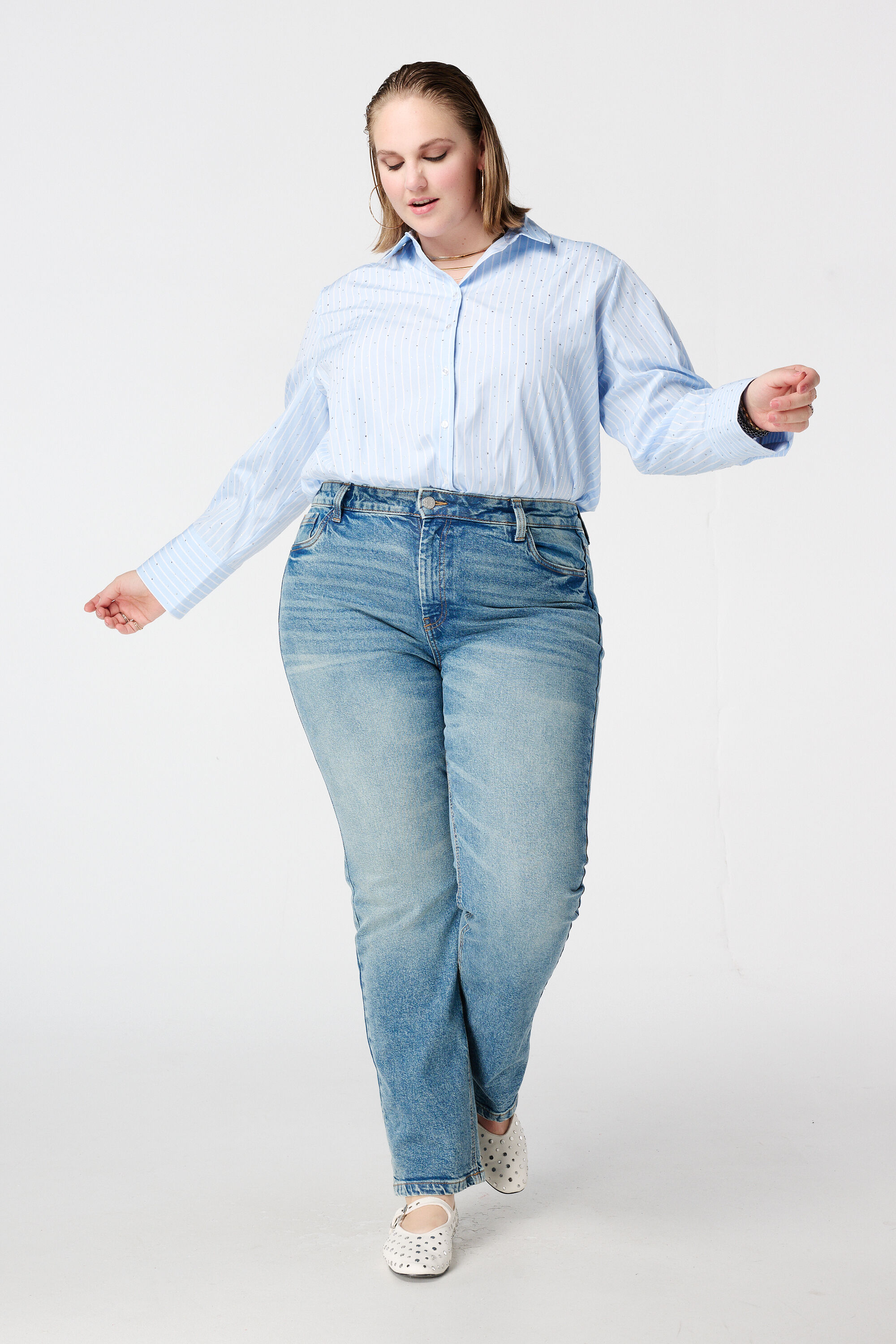 Straight leg jeans met mid waist