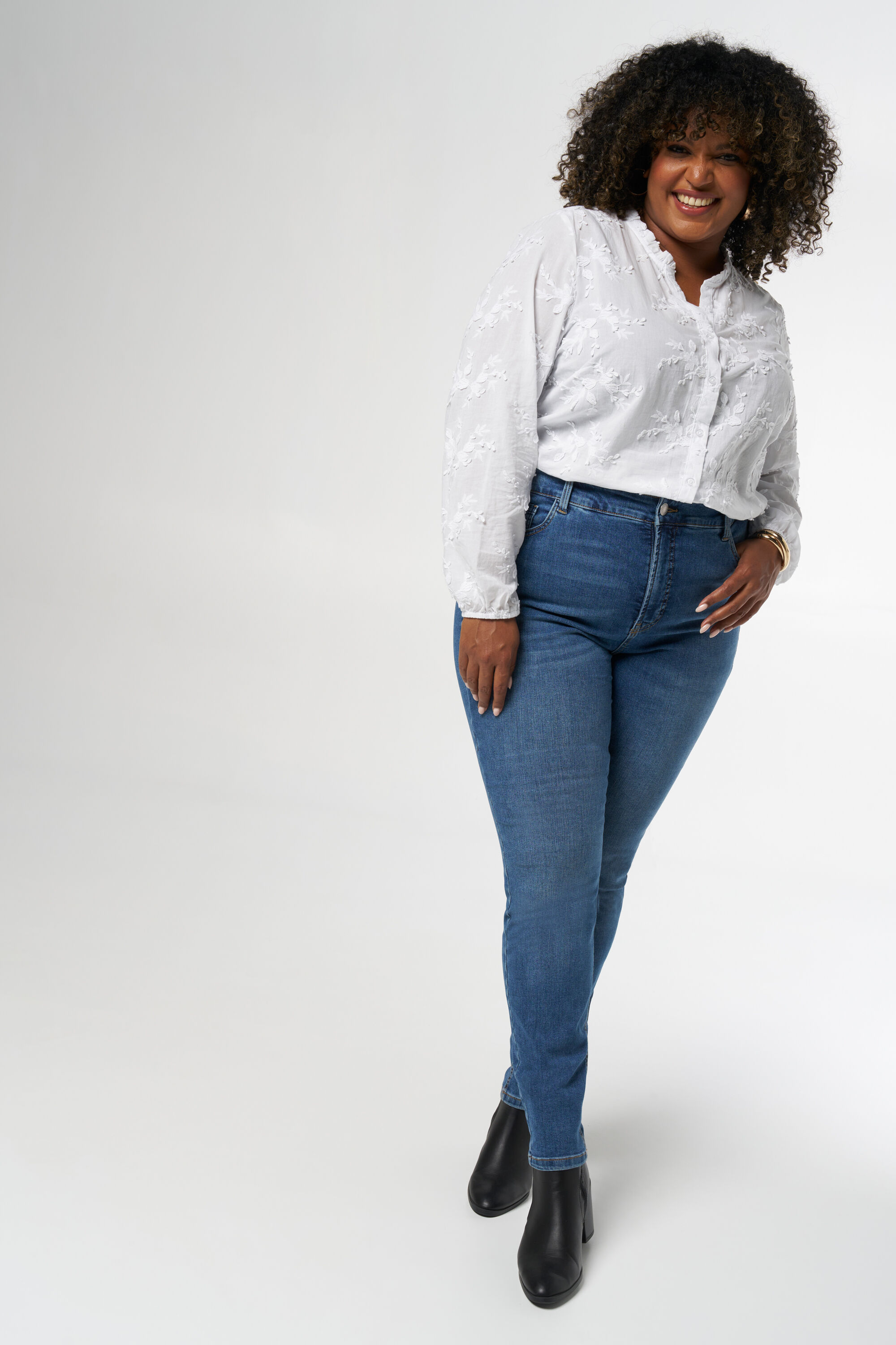 Dames Skinny leg high waist jeans Stonewash Denim MS Mode