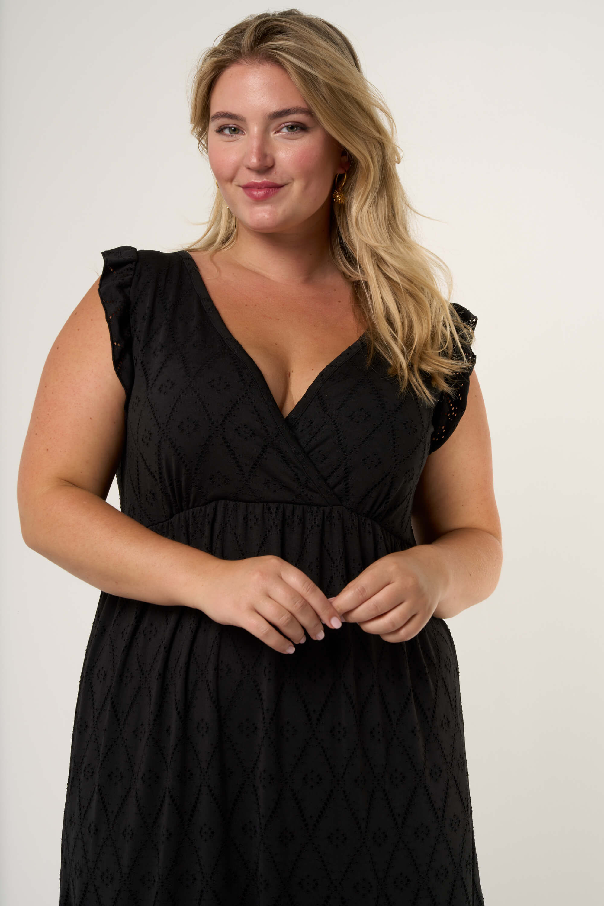 Midi jurk met broderie image number 6