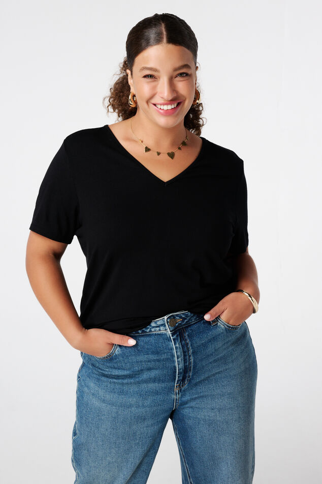 T-shirt met V-hals image number 0