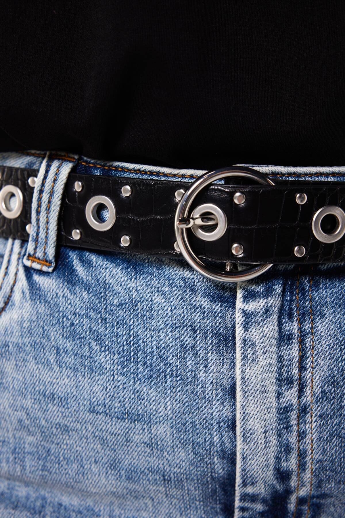 PU riem met krokodillenprint image number 3