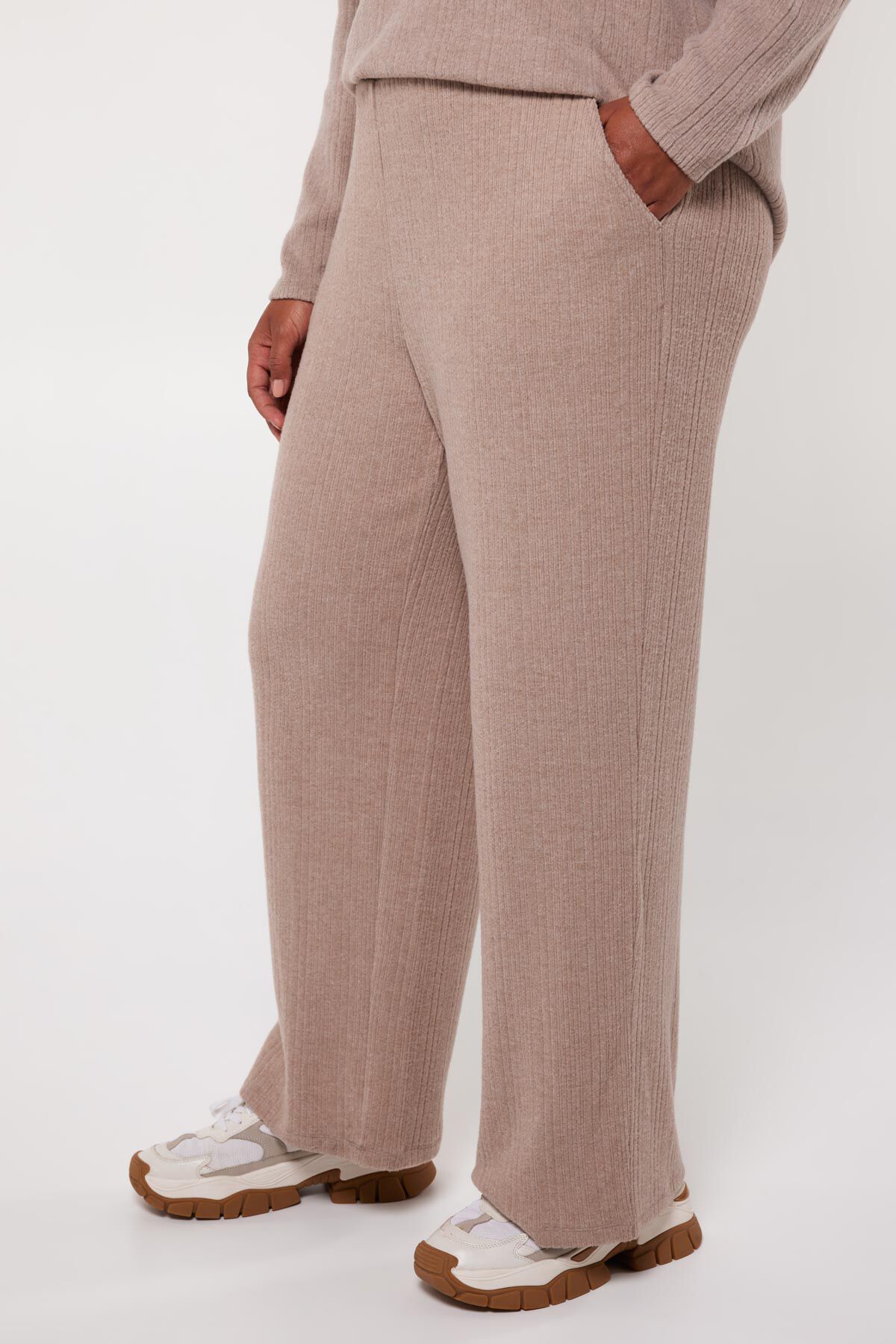 Zachte wide leg broek image number 5