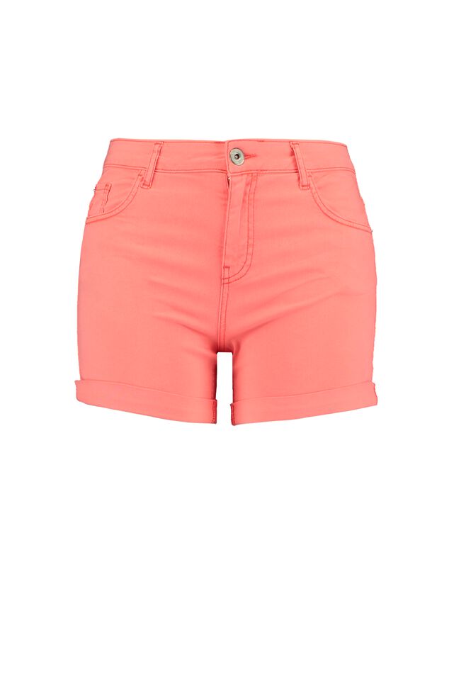 Twill shortje in neon roze image number 1