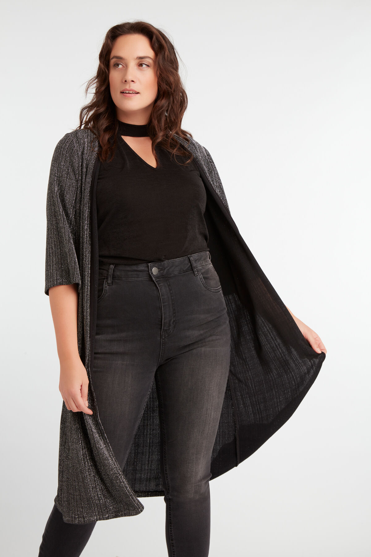 Lang vest met Lurex image number 4