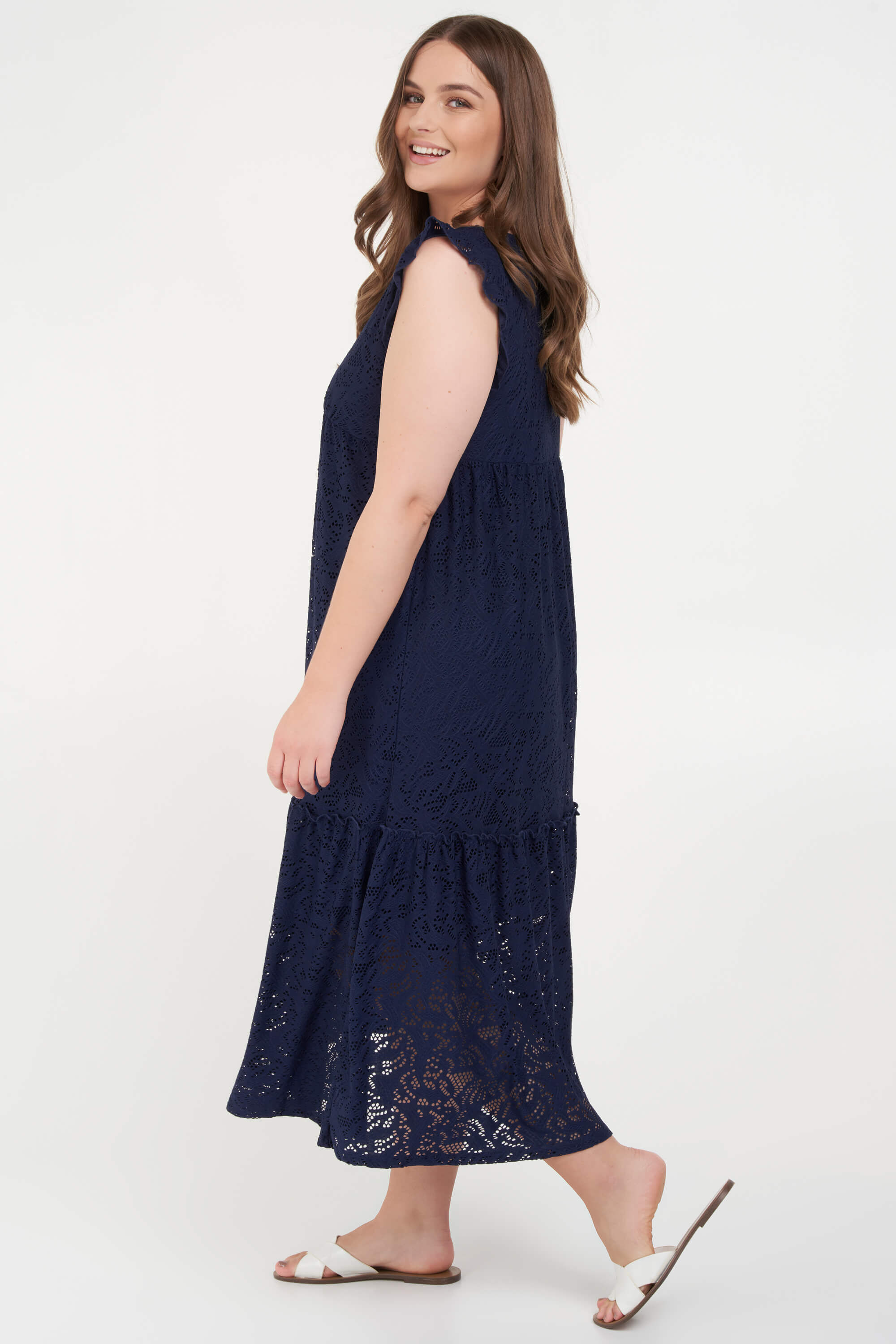 Jurk met broderie anglaise image number 5