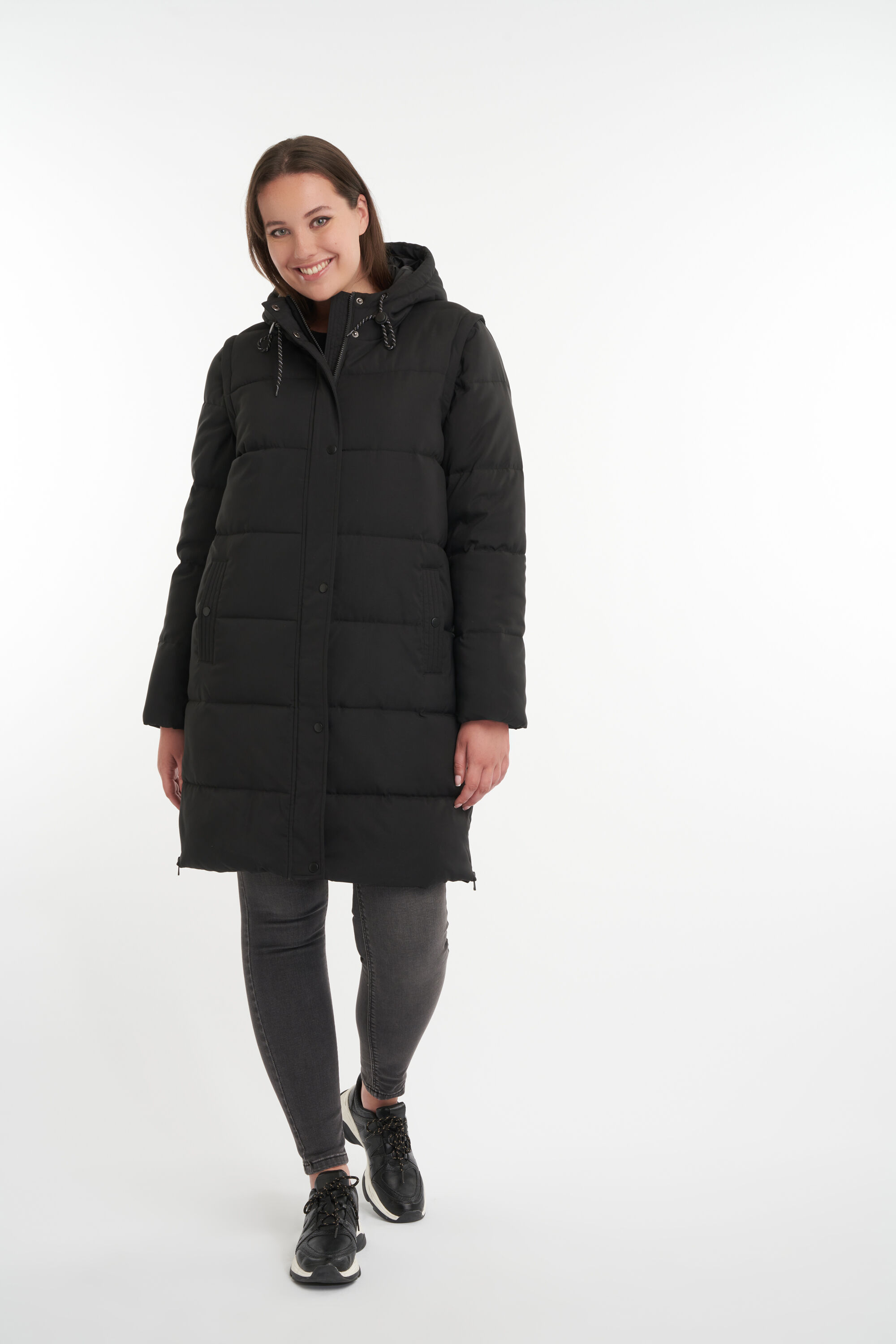 Gewatteerde jas met afritsbare mouwen   image number 6