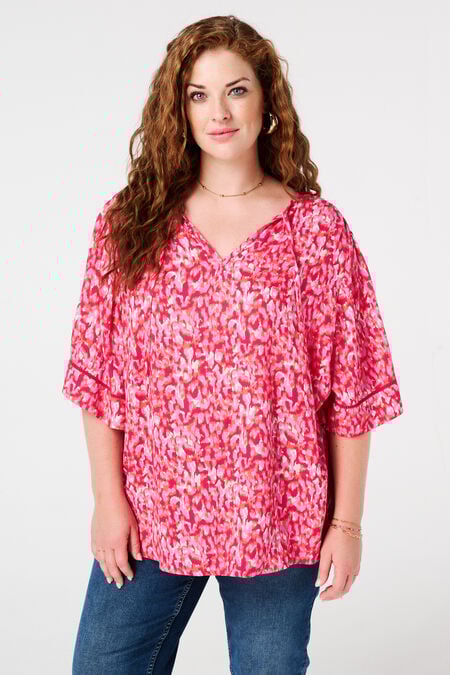 Blouse met print en strikdetail Blouse met print en strikdetail