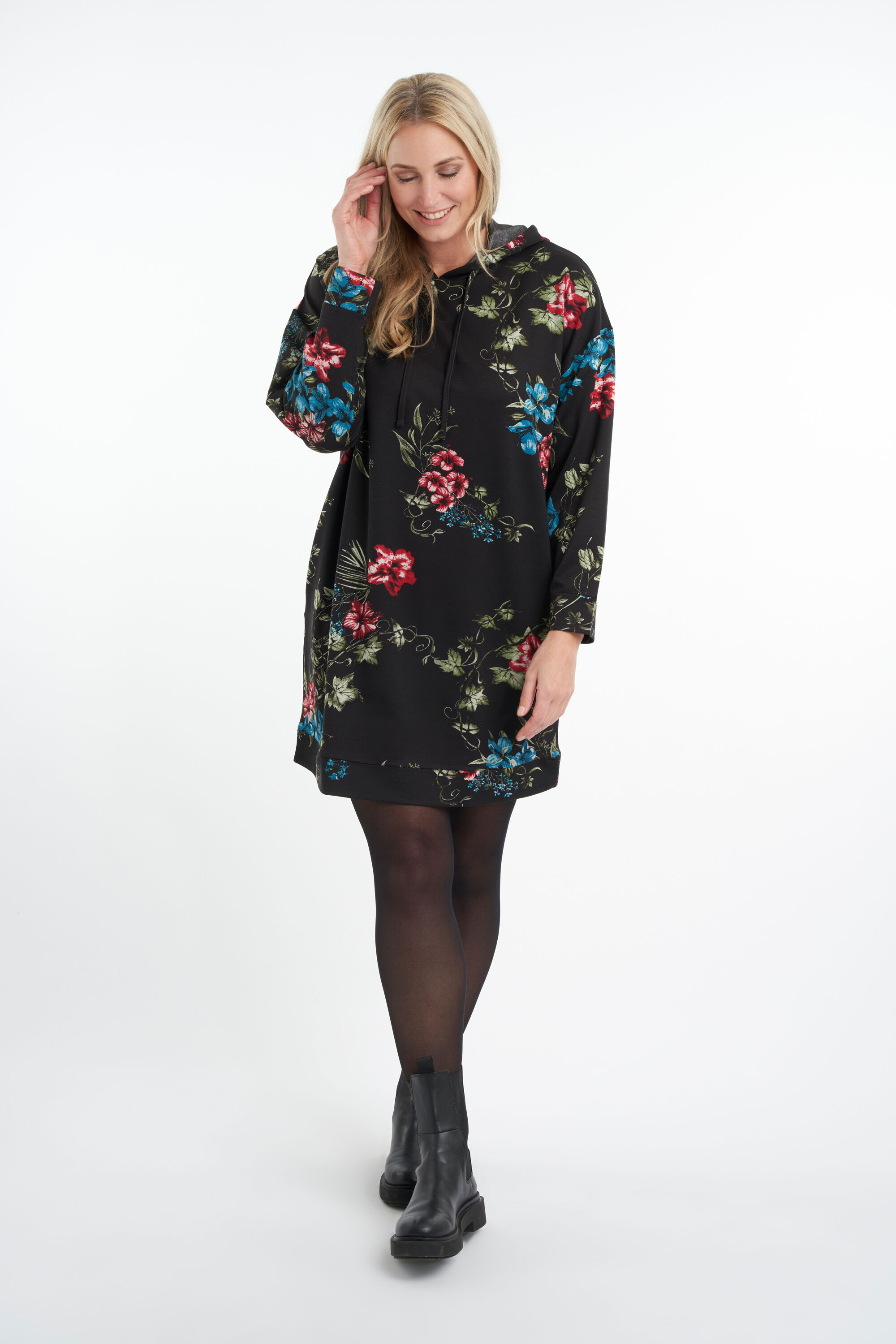 Sweater jurk met bloemenprint image number 6