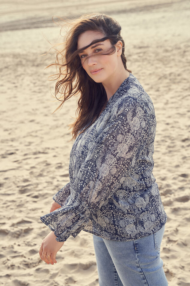 Blouse met volantsmouw image number 0