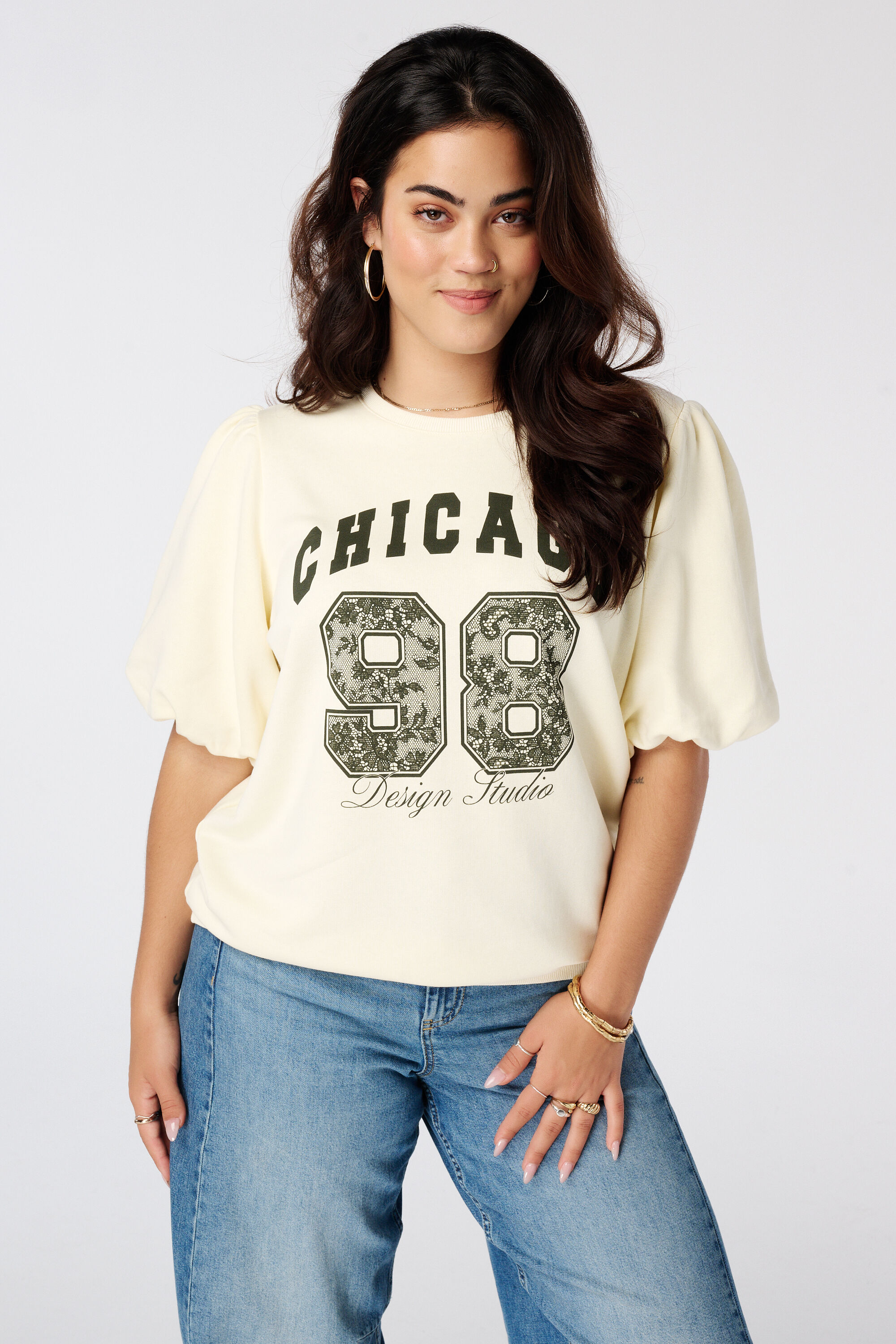 Sweater met korte pofmouwen