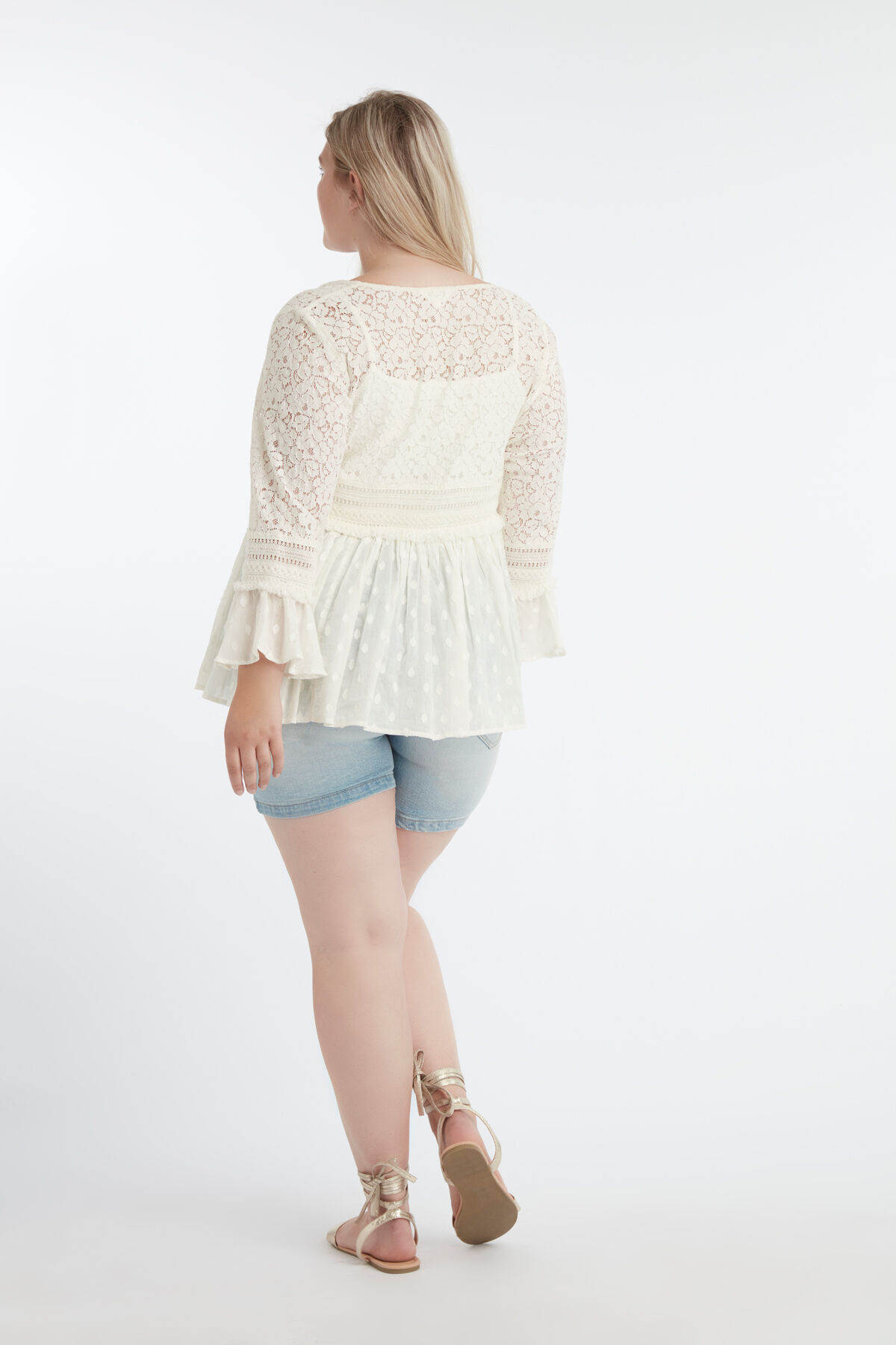 Blouse met kanten mouwen image number 4