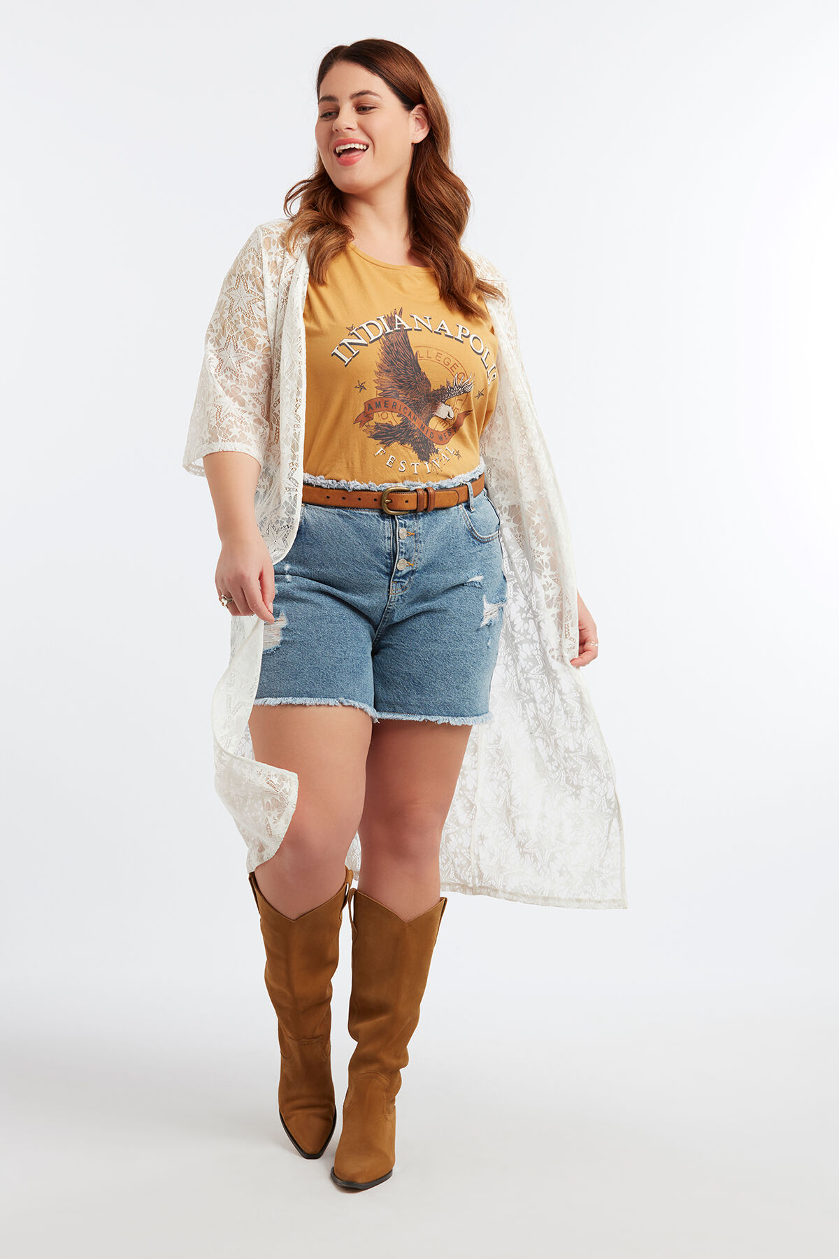 Short met knoopsluiting en rafels image number 6