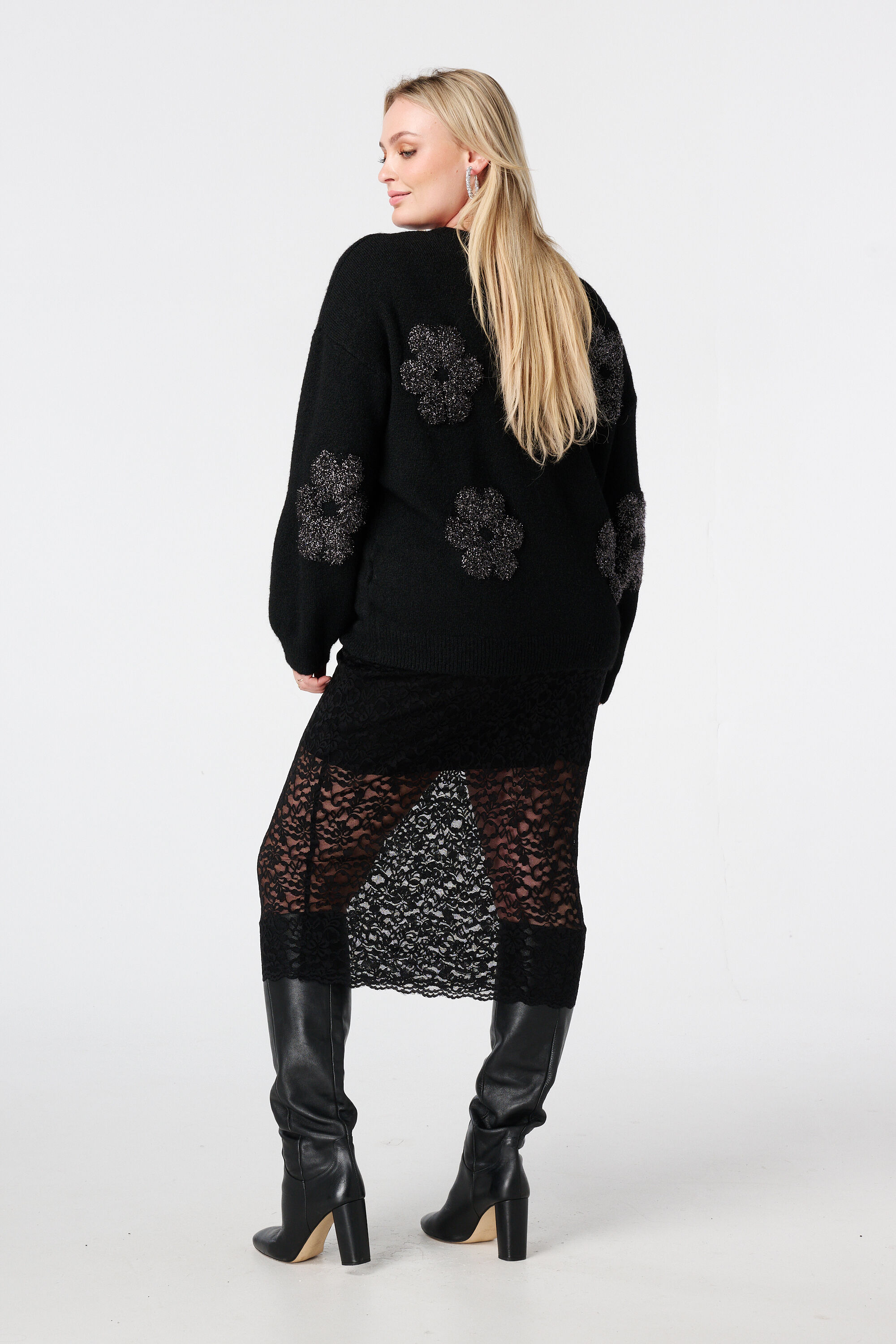 Midi rok van kant met onderrok image number 3