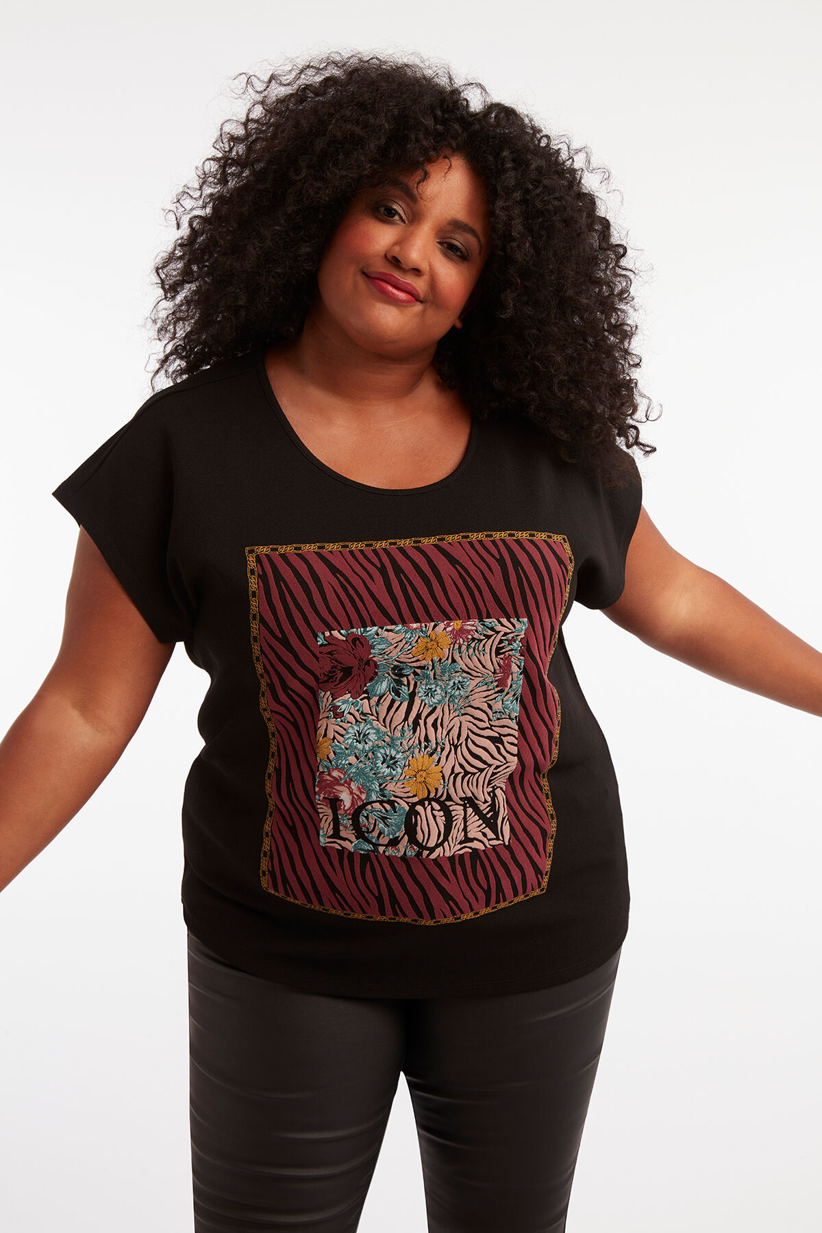 Slim leg broek met coating image number 4