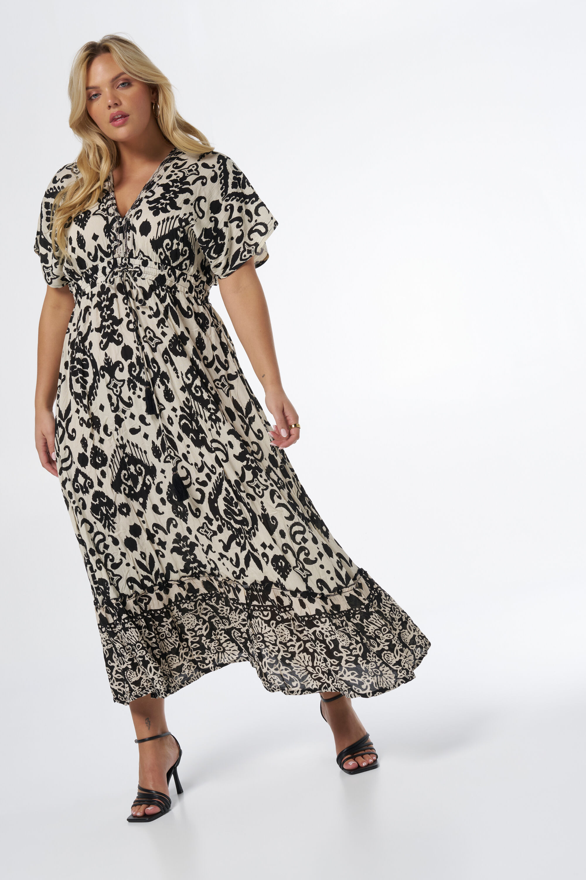 Maxi jurk met V hals