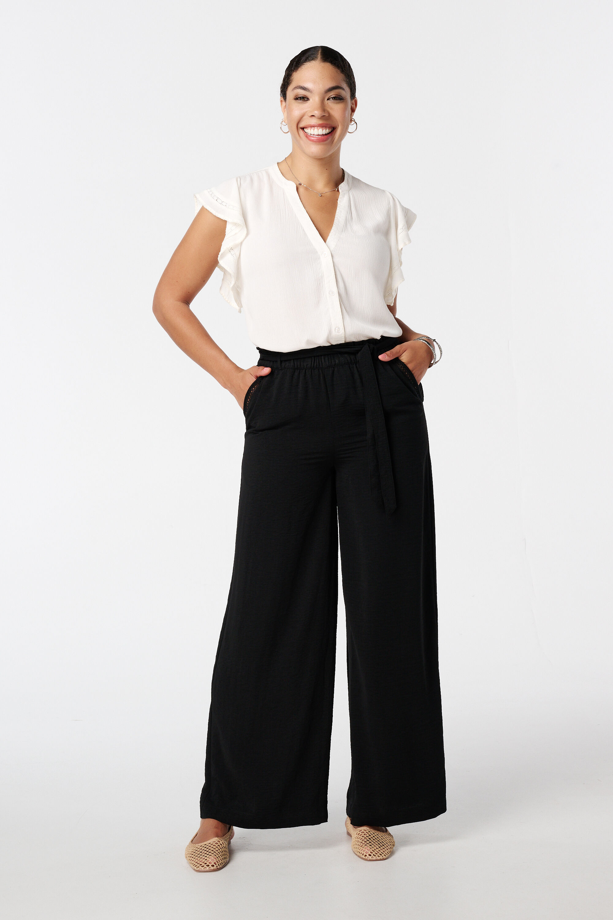 Blouse met v-hals en knoopsluiting image number 5