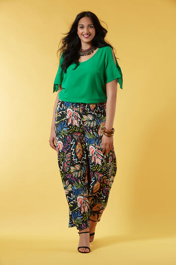 Wijdvallende broek met all-over print 