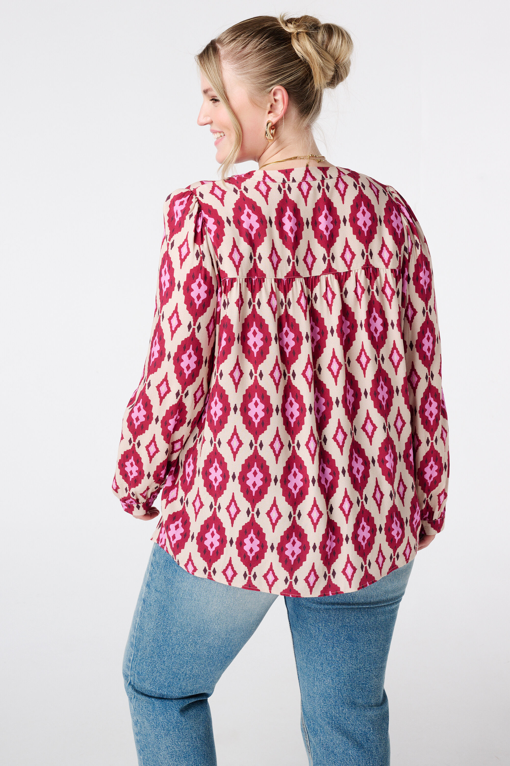 Blouse met print en klosjes image number 3