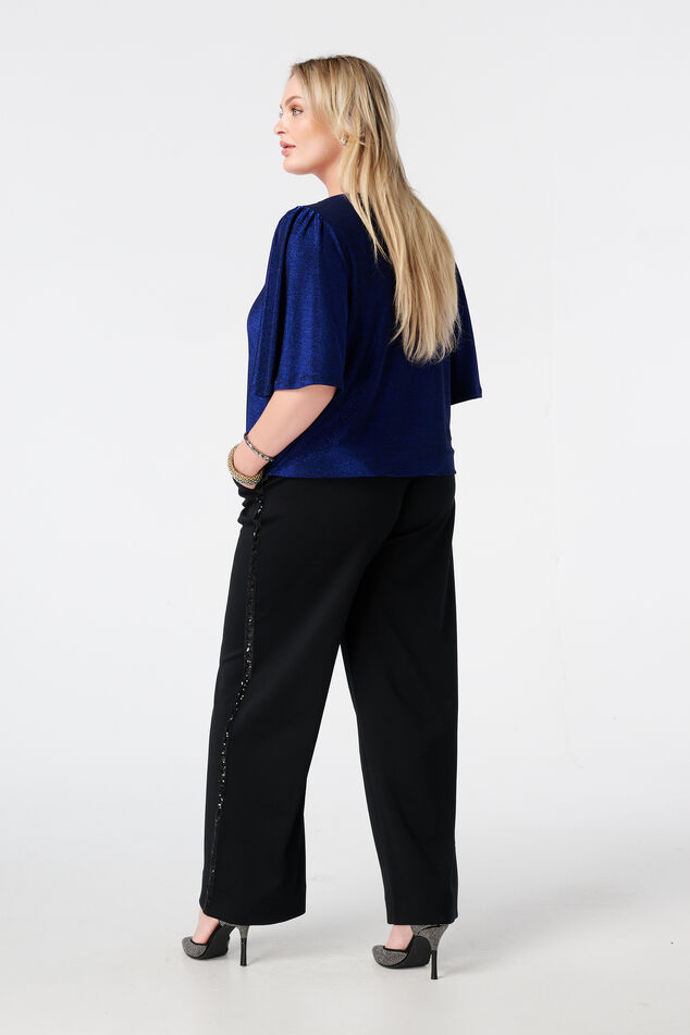 Wide leg pantalon met stretch en zijstreep image number 3