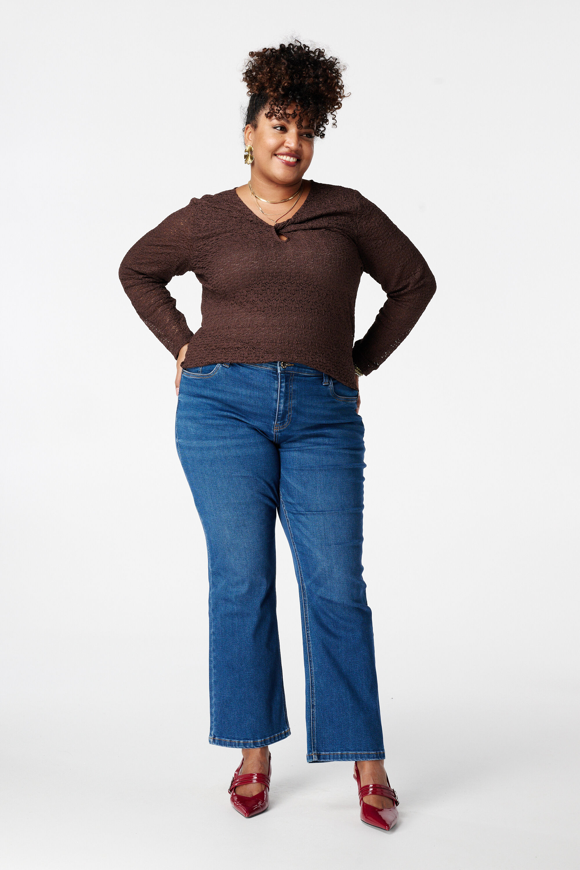 Straight leg jeans met mid waist