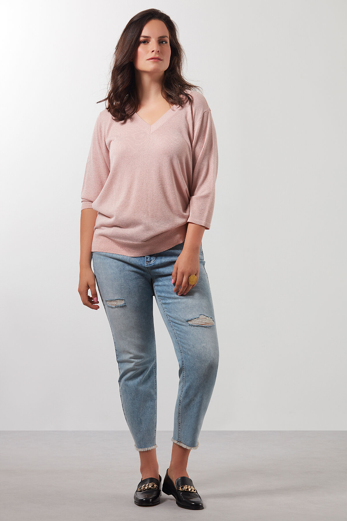 Slim leg jeans met gerafelde rand image number 4