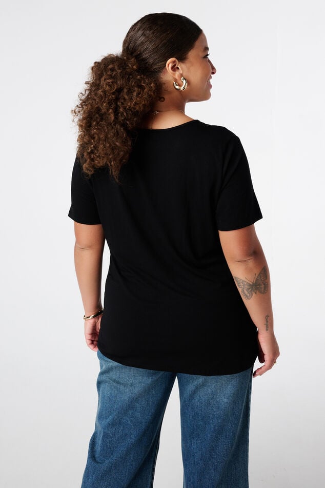 T-shirt met V-hals image number 3