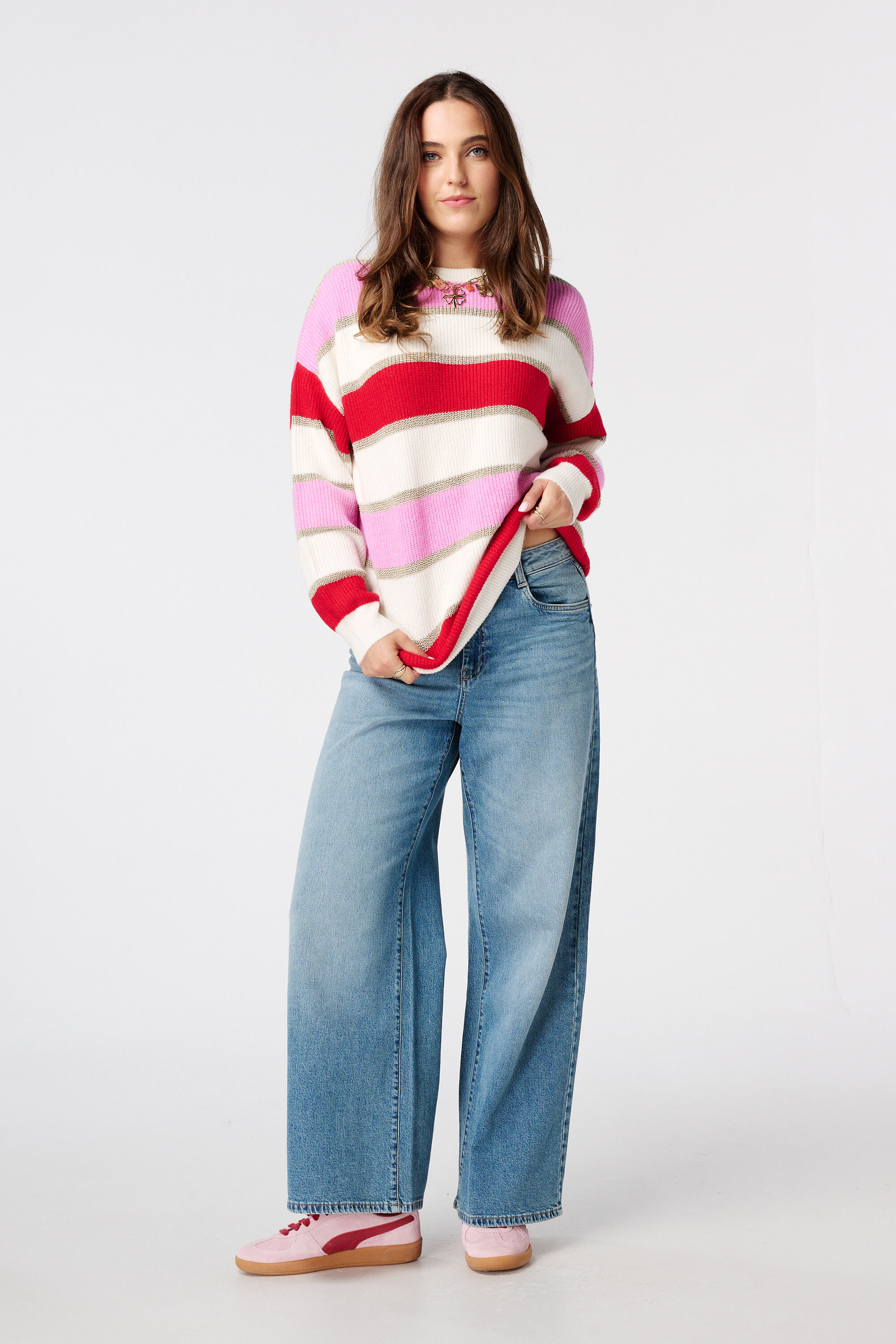 Gestreepte trui met lurex image number 5