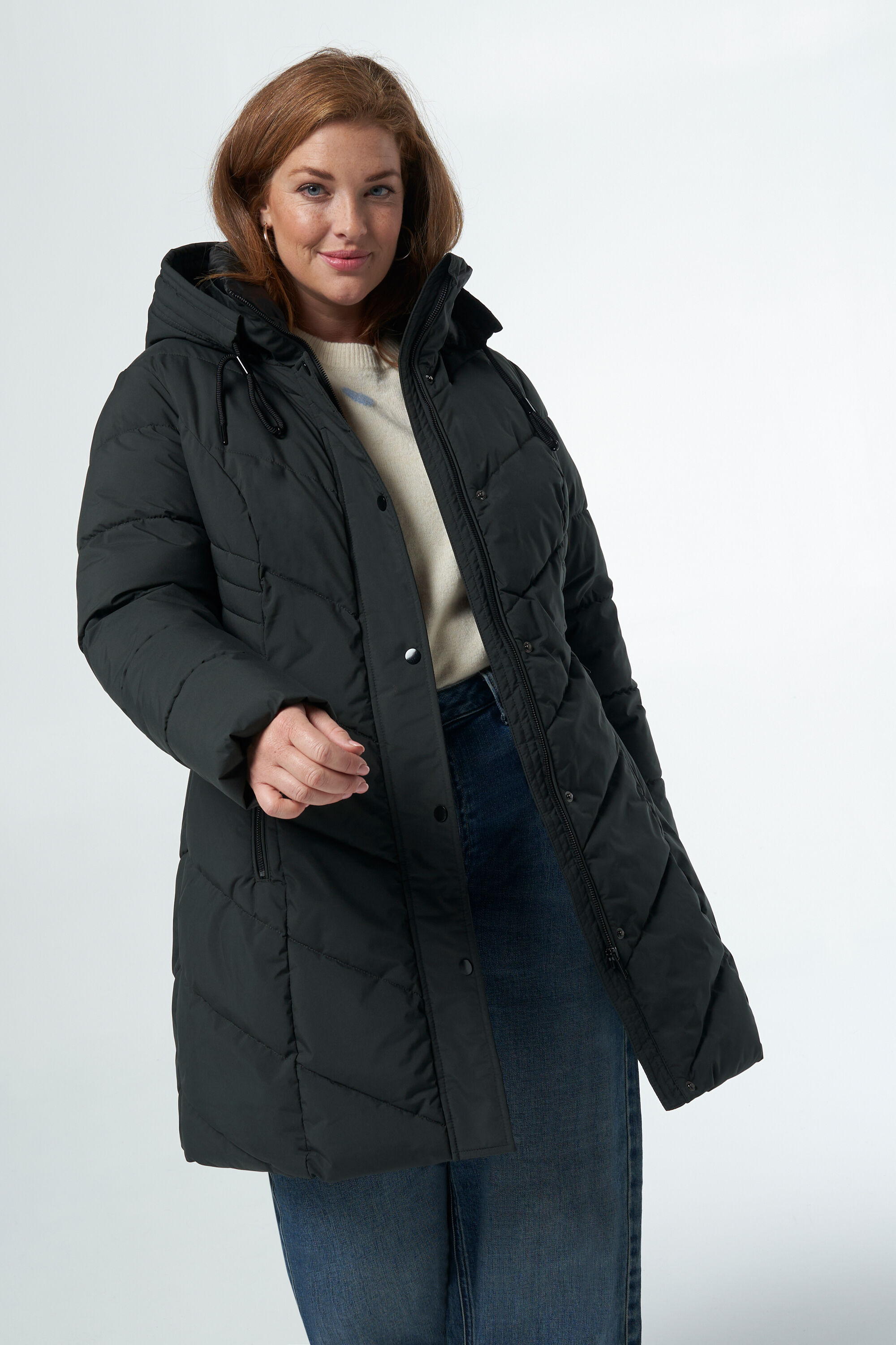 Gewatteerde jas met stiksels image number 5