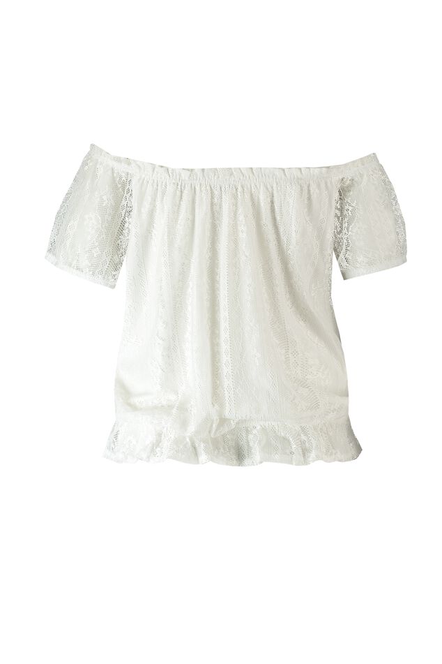 Off-Shoulder top met kant image number 3