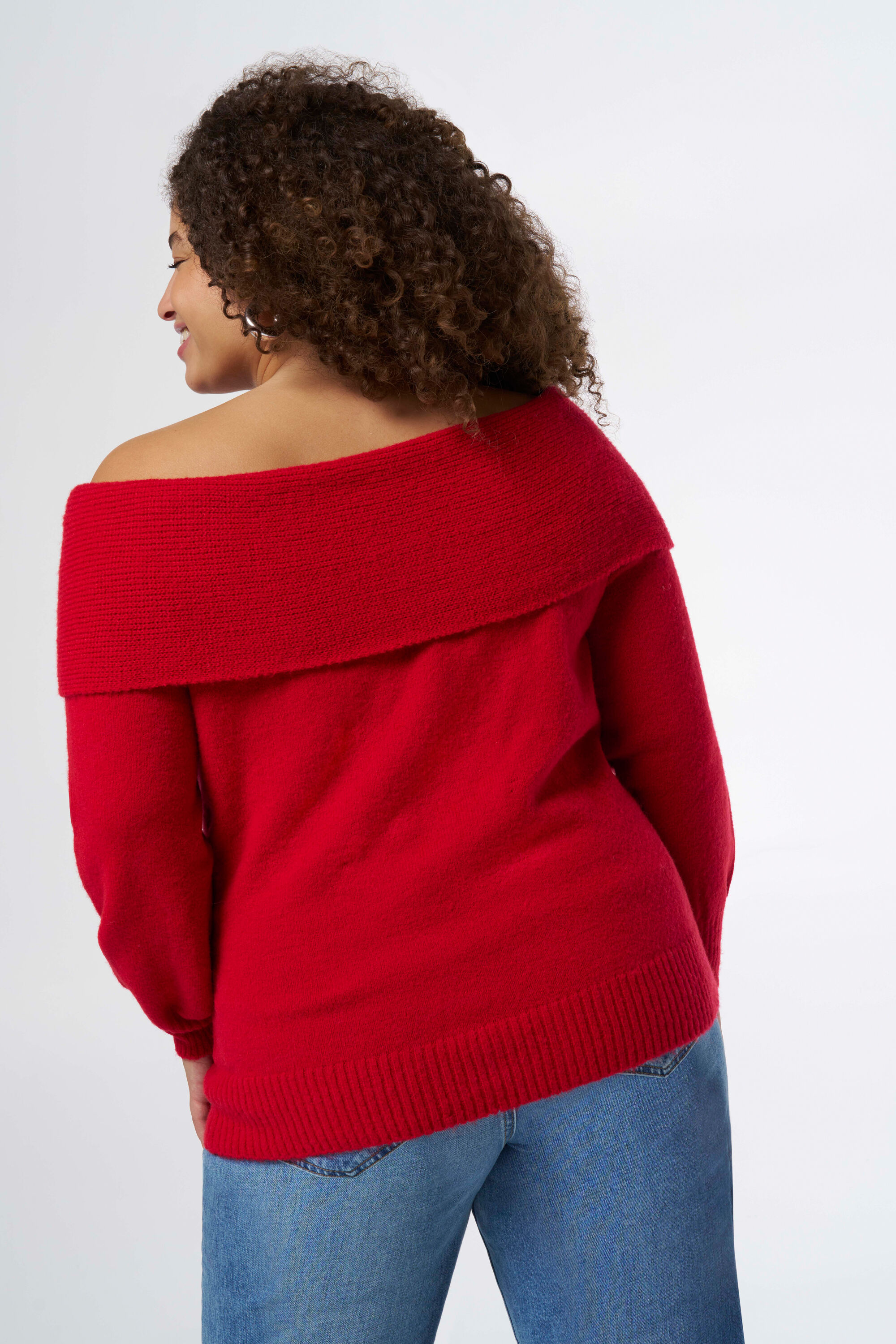 Gebreide off-shoulder trui image number 3