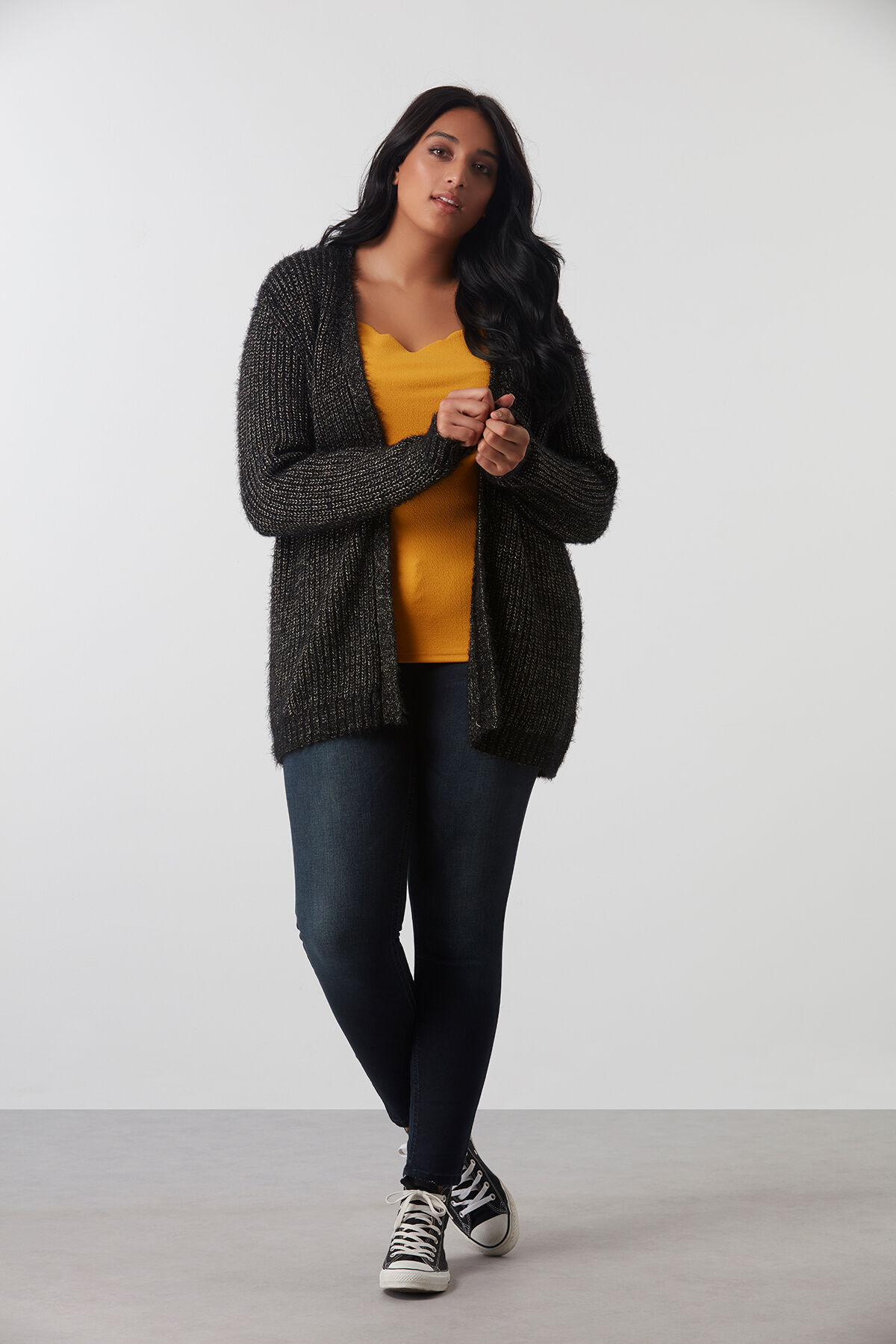 Grof gebreid vest met lurex image number 5