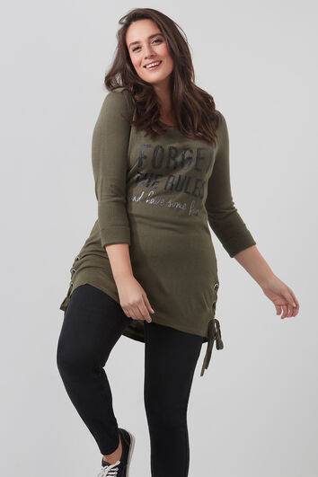 Trui met rijgdetail en tekstopdruk