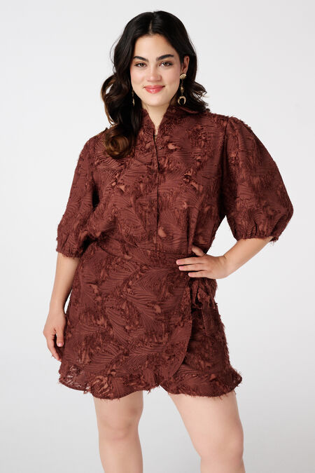 Blouse met structuur en ballonmouwen Blouse met structuur en ballonmouwen