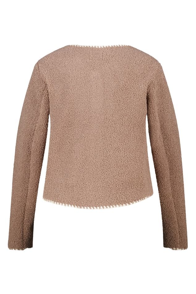 Teddy jasje met sierstiksels en knoopsluiting image number 2