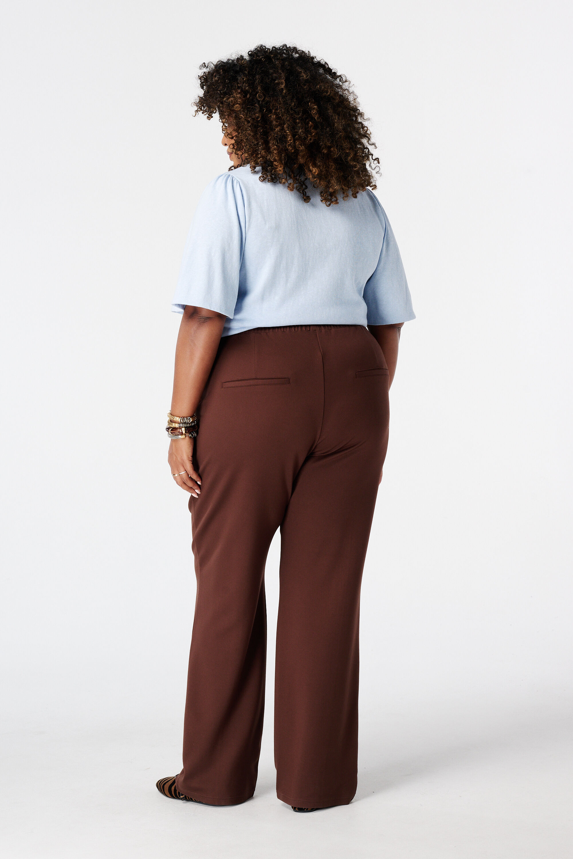 Wide leg pantalon met elastische taille image number 3