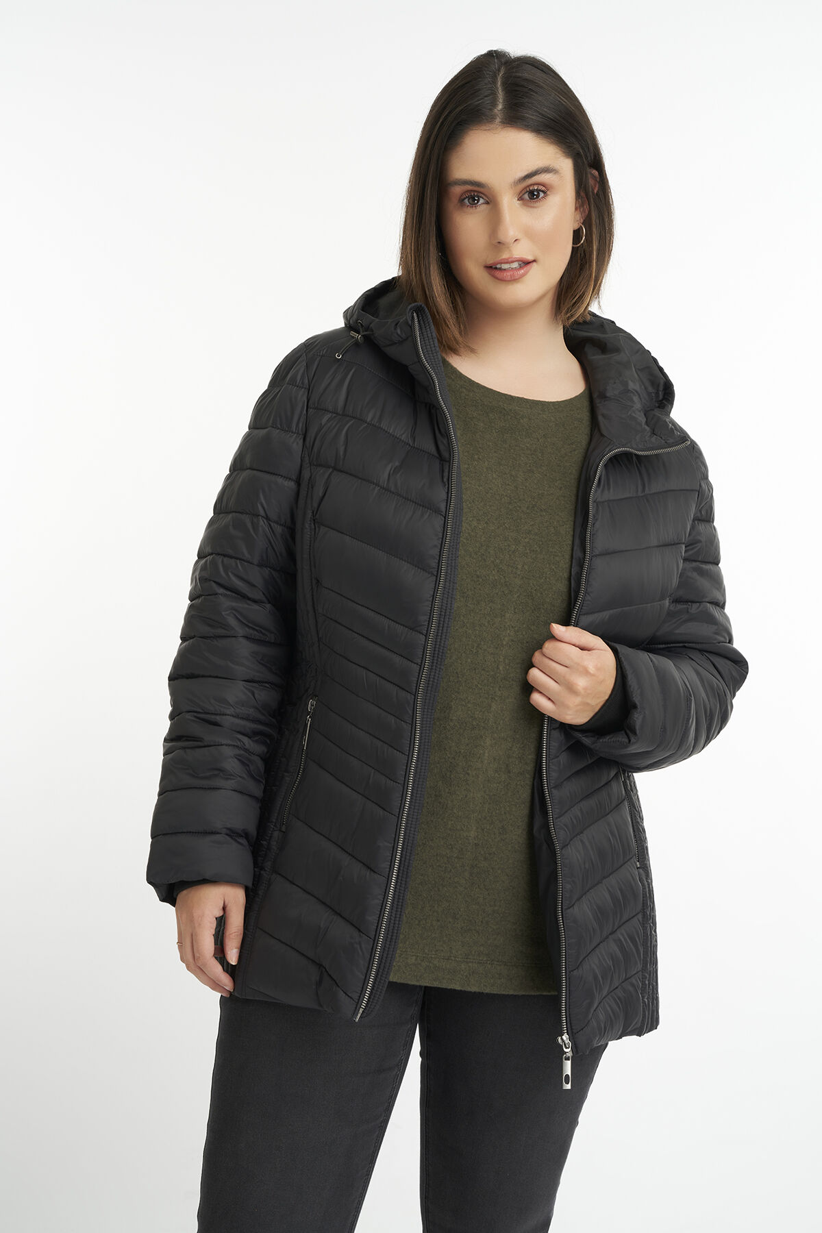 Gewatteerde jas met capuchon image number 5