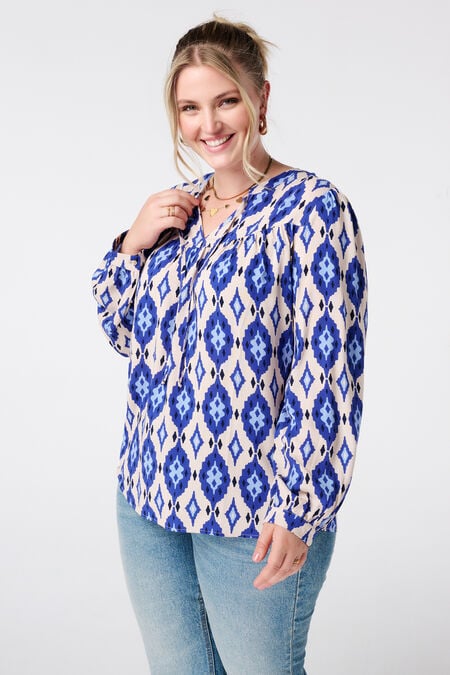 Blouse met print en klosjes Blouse met print en klosjes