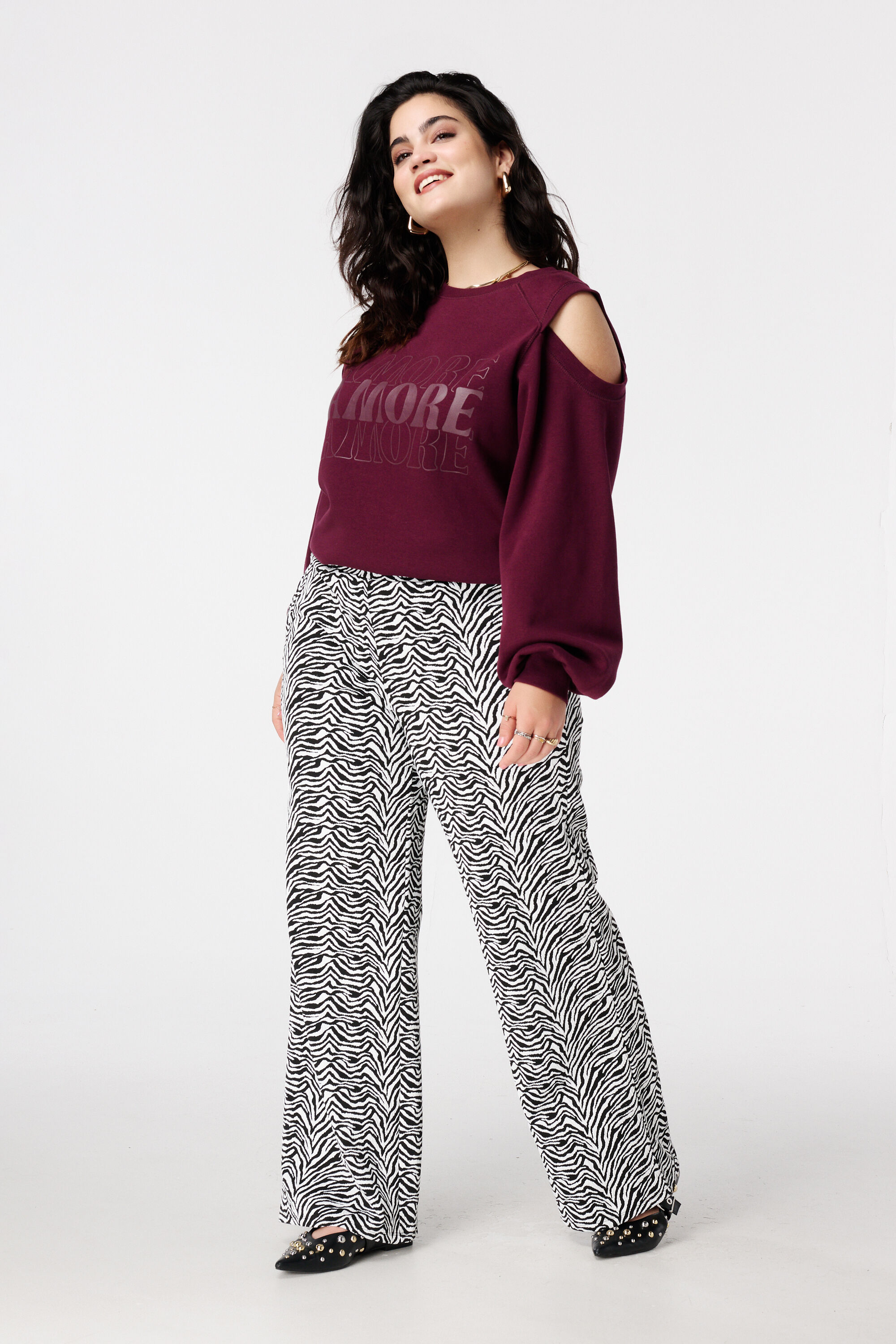 Wijde broek met zebra print image number 3