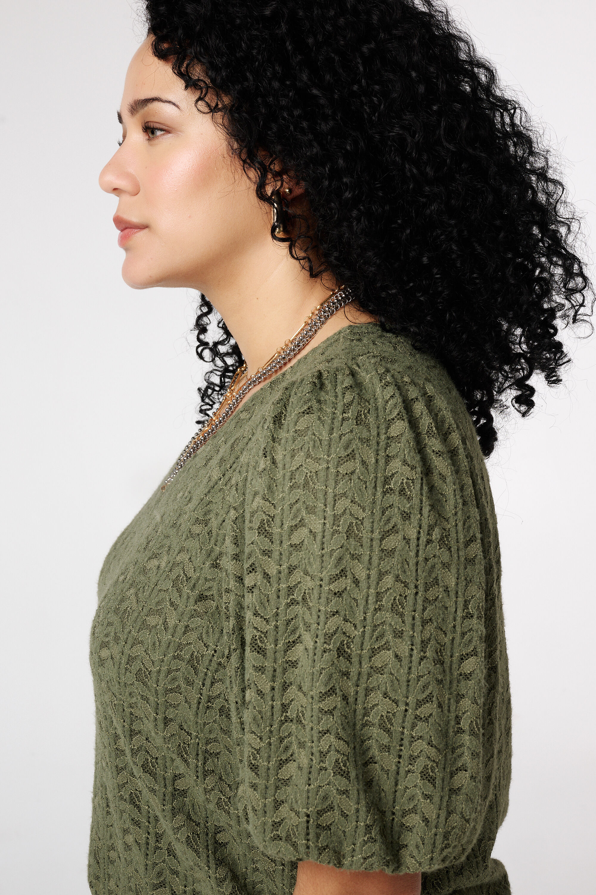 Kanten top met pofmouwen image number 4