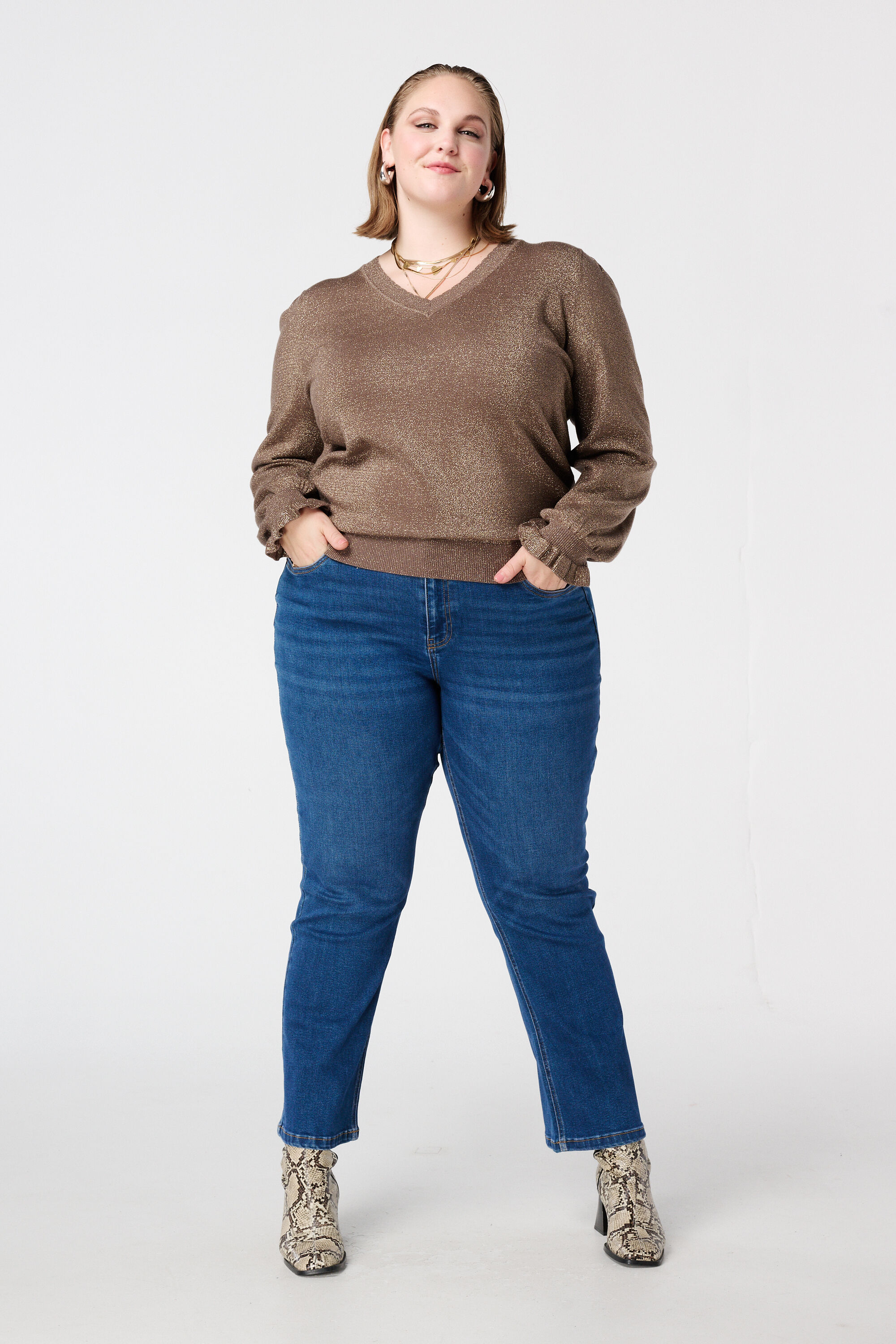 Lurex trui met ruffle mouw image number 5