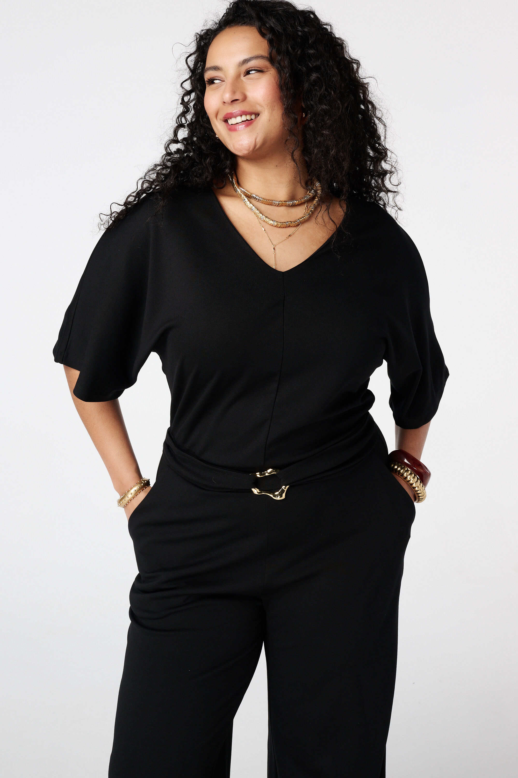 Wide leg jumpsuit met ceintuur image number 5