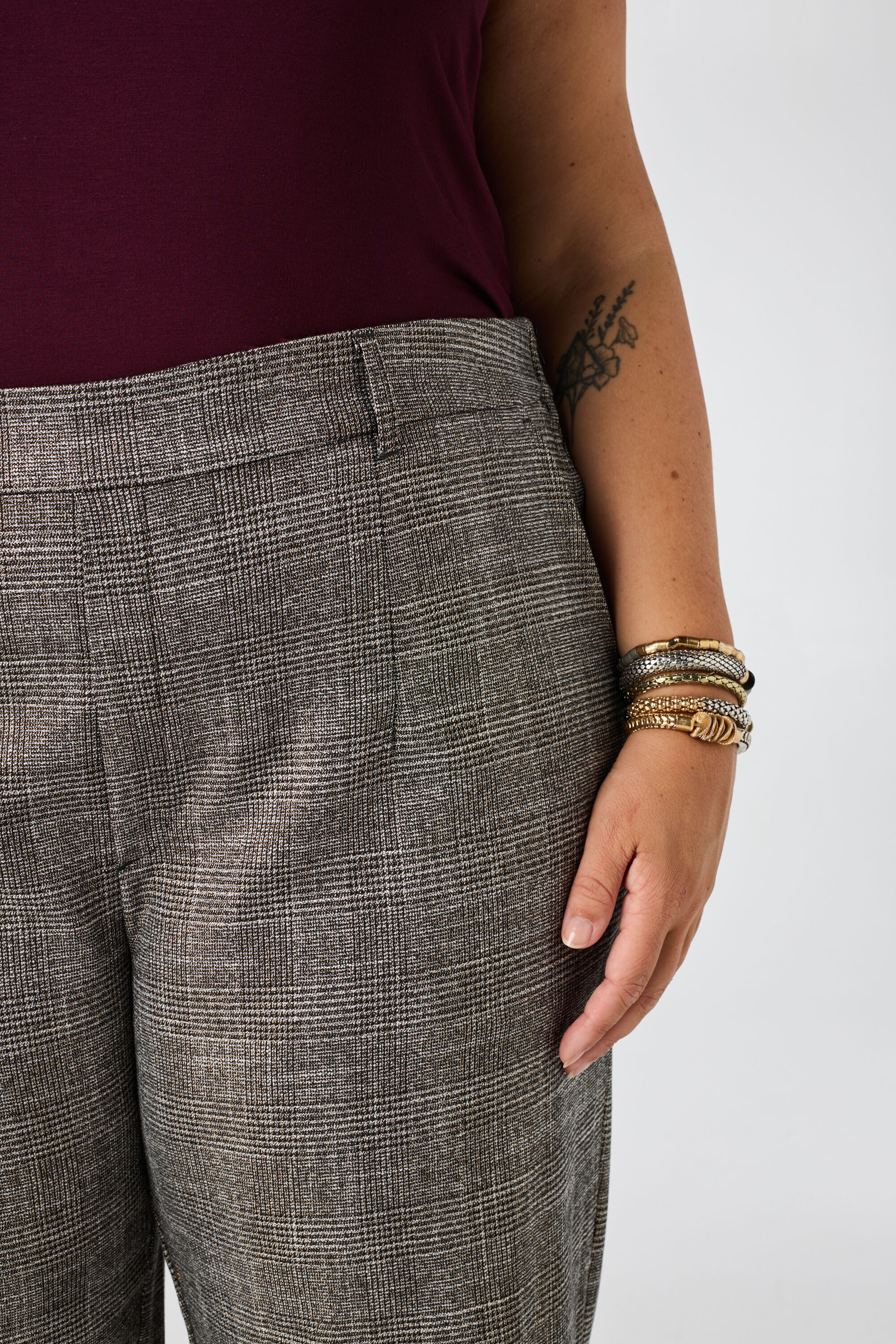 Geruite wide leg broek image number 4
